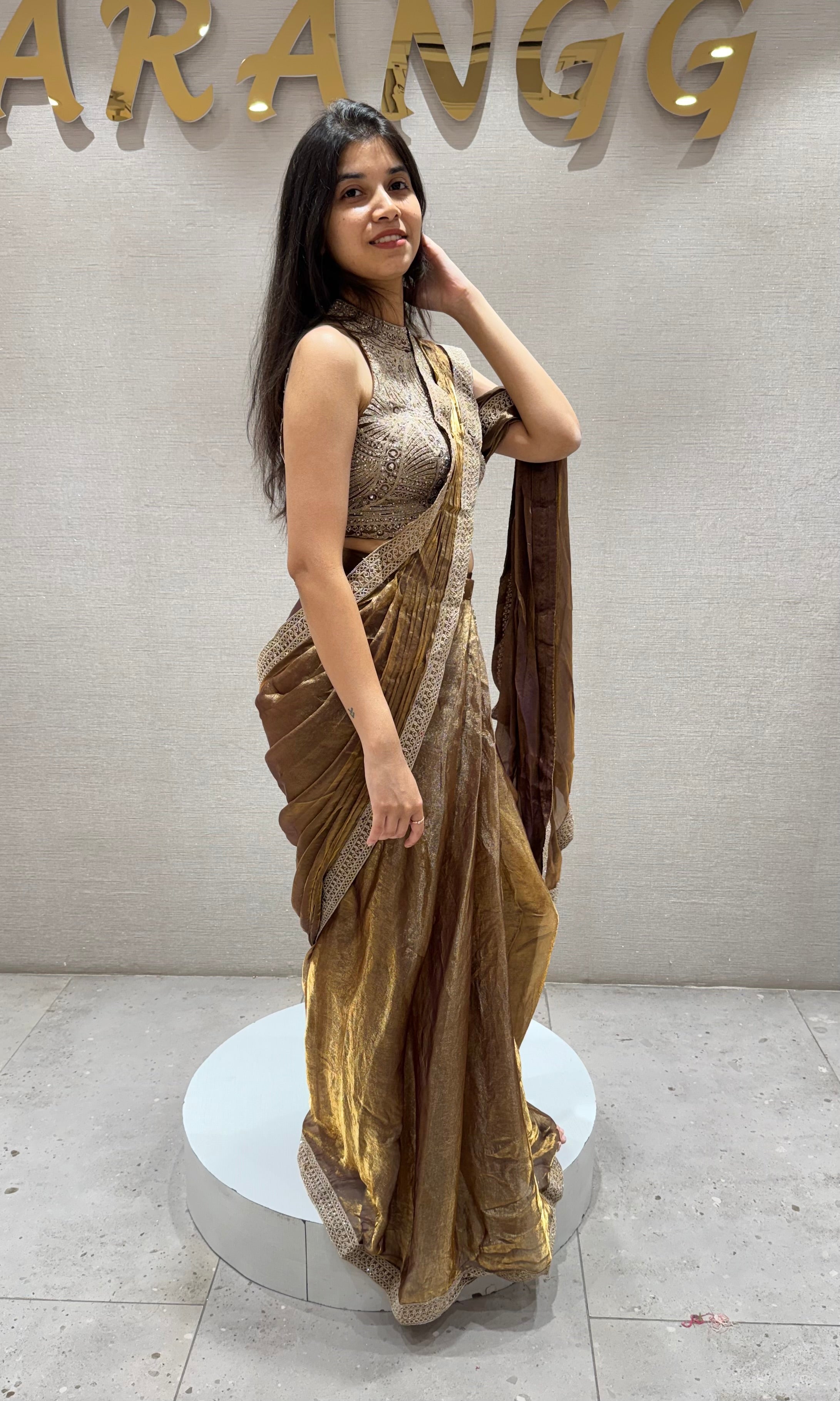 Brown Antique Shimmer SAREE