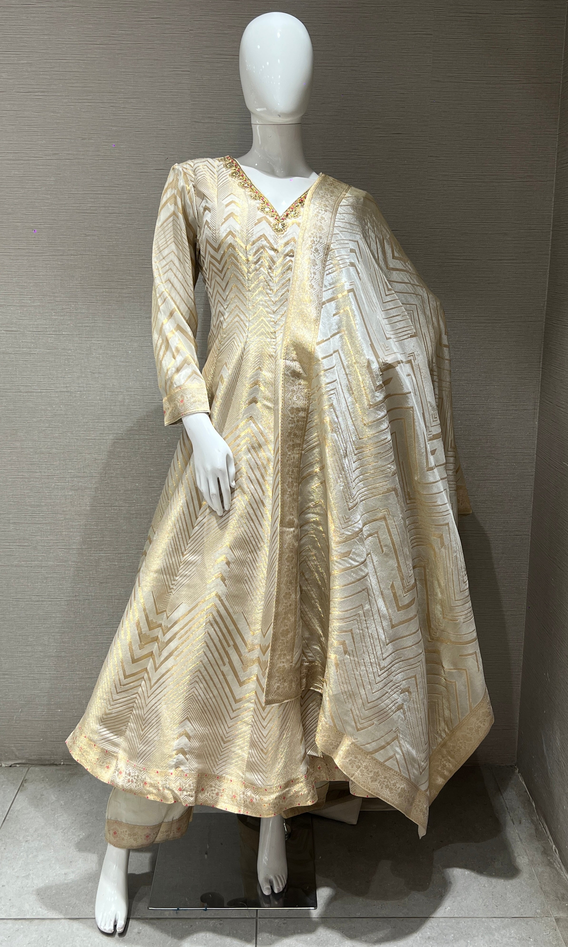 Golden Elegance Anarkali Set