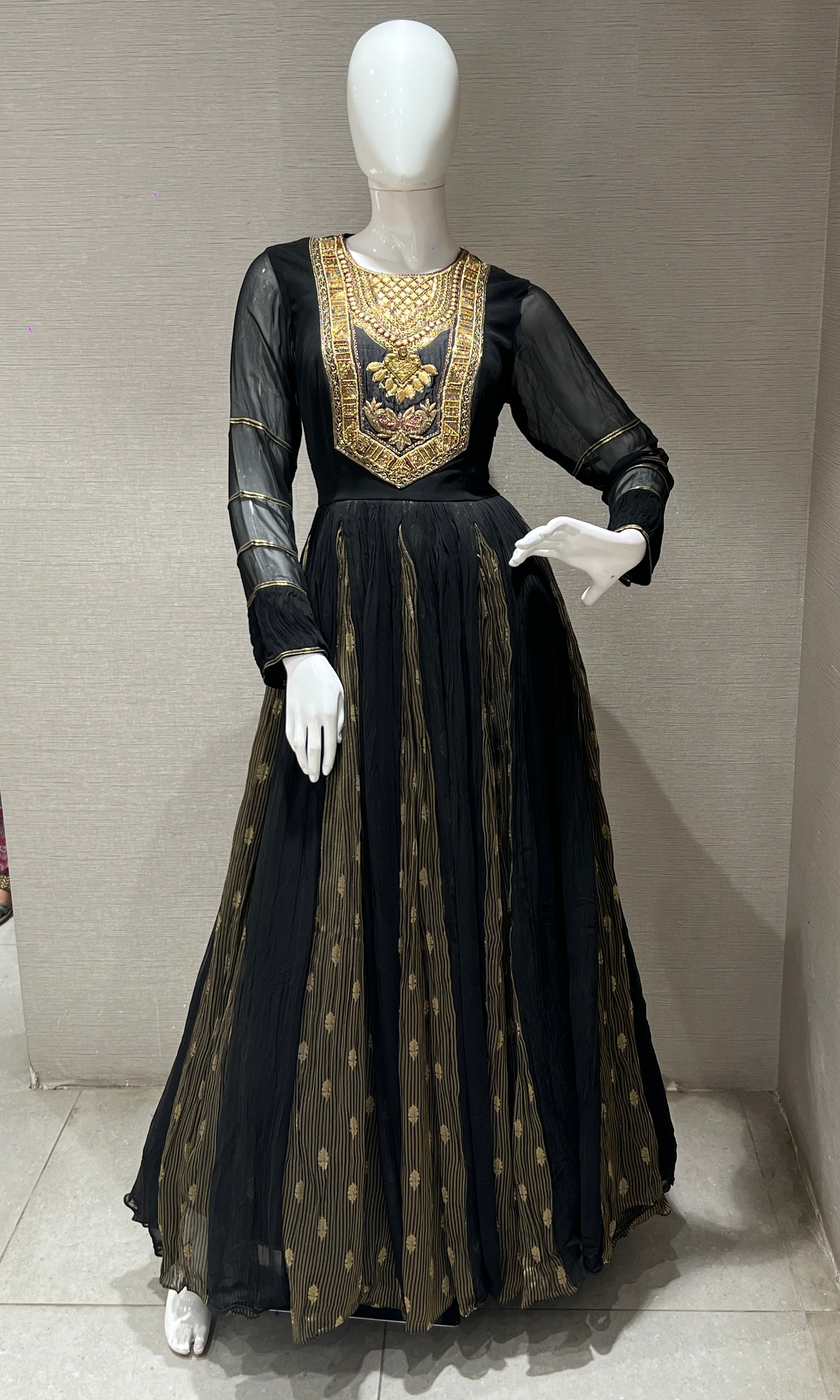 Black GOLDEN ANARKALI