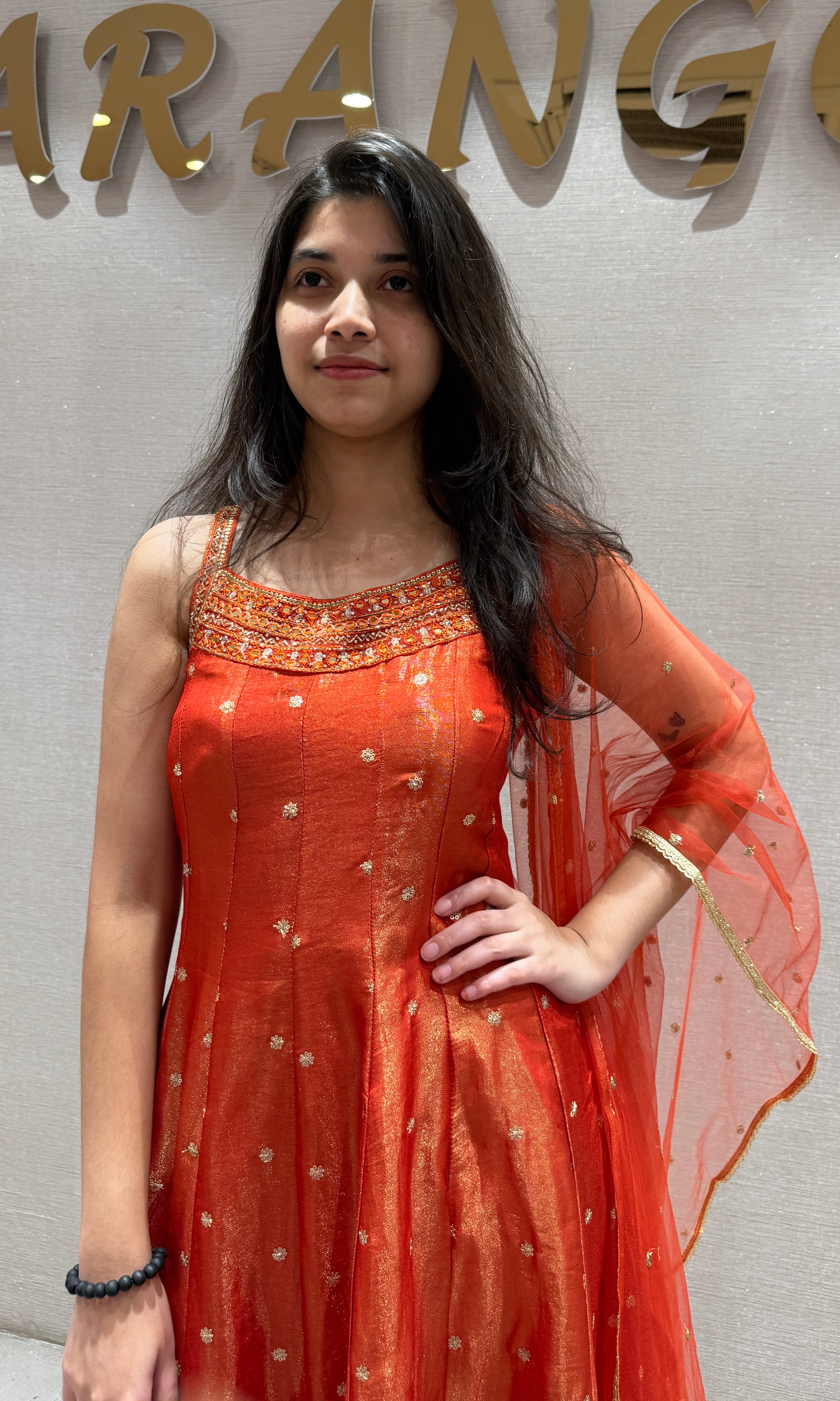Orange GOLD EMBROIDERED Anarkali