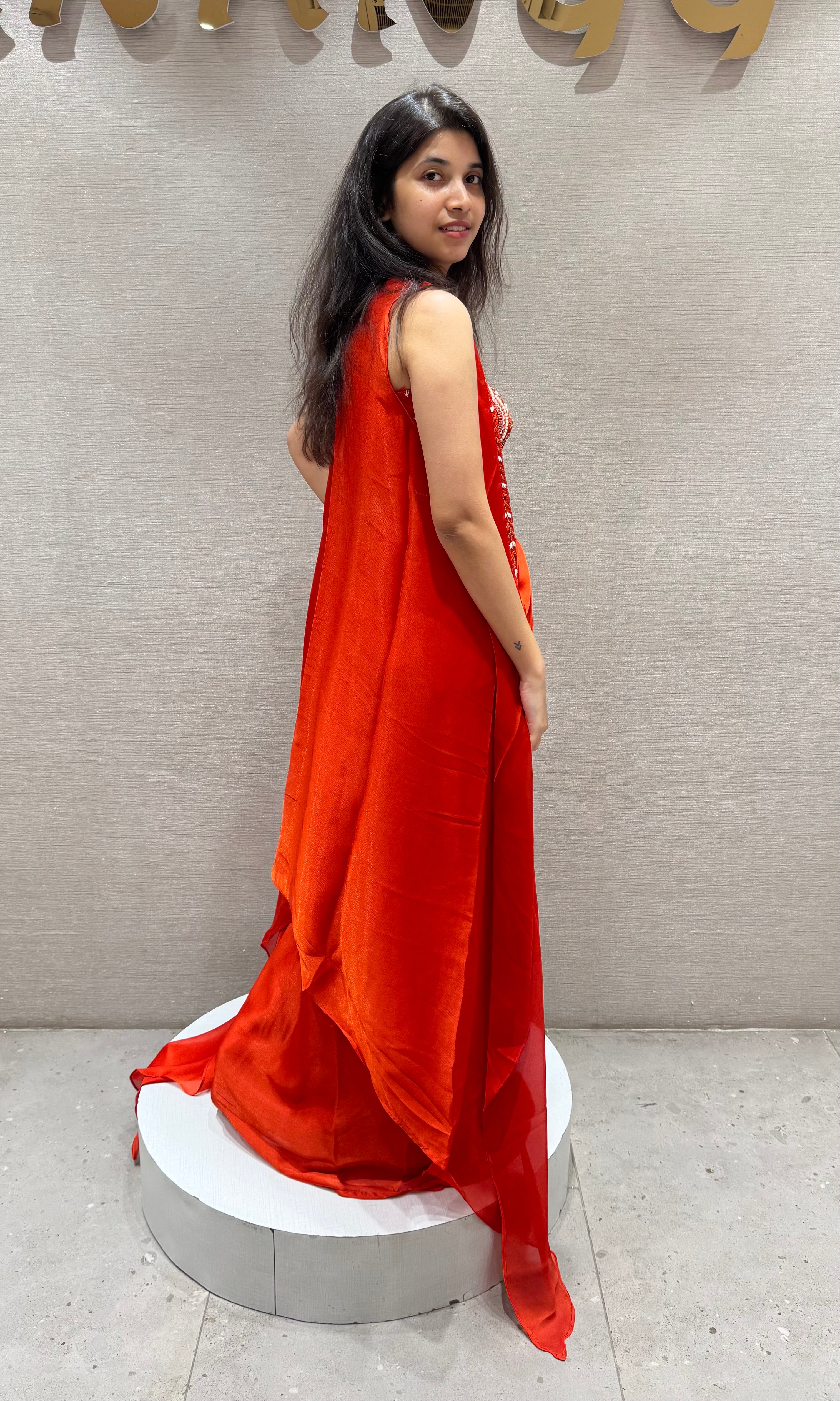 RUST 3 PIECE INDO WESTERN DRESS