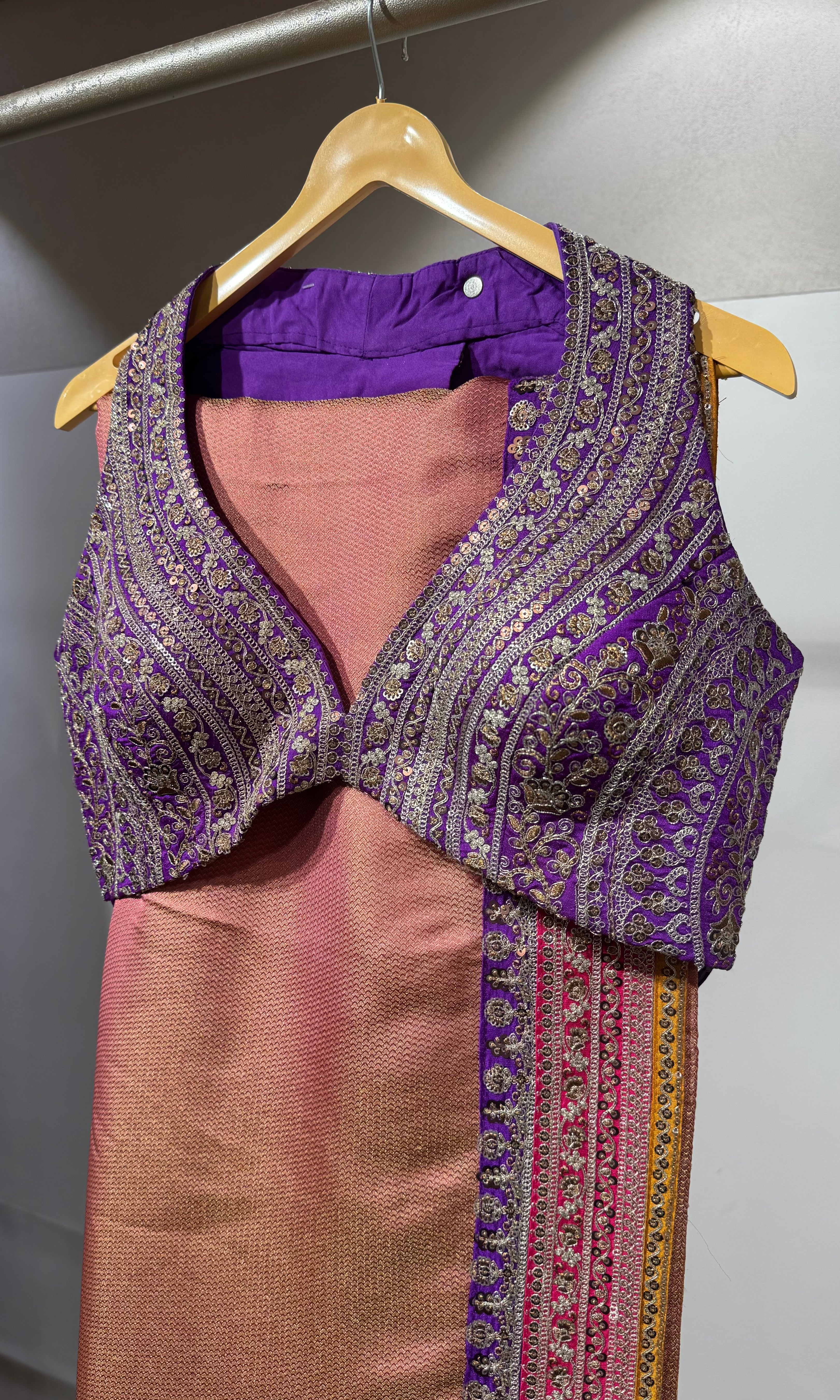 Peach saree with blouse