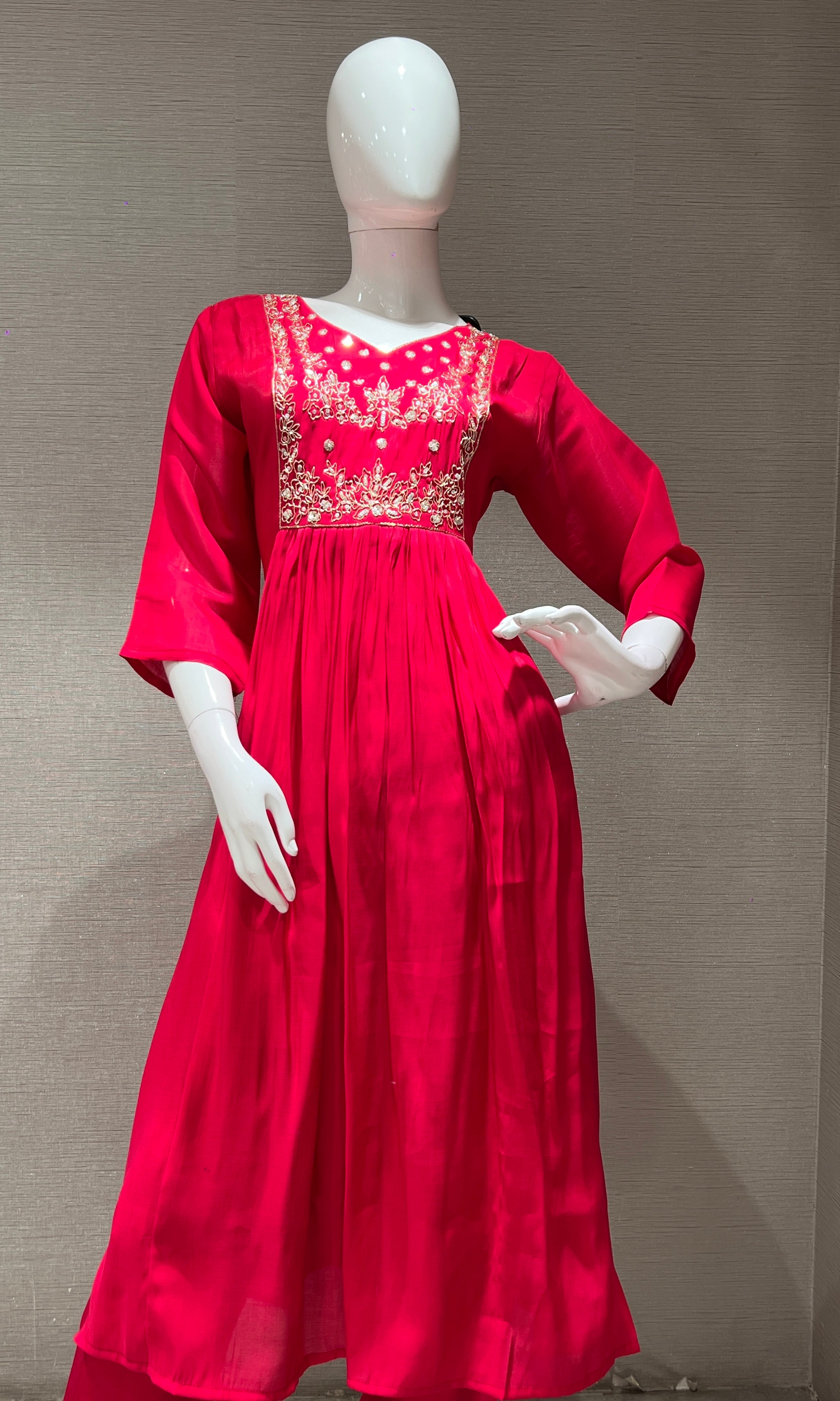 Rani pink MUL CHANDERI kurta set