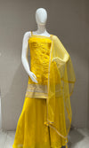 YELLOW embroidery sharara set with dupatta