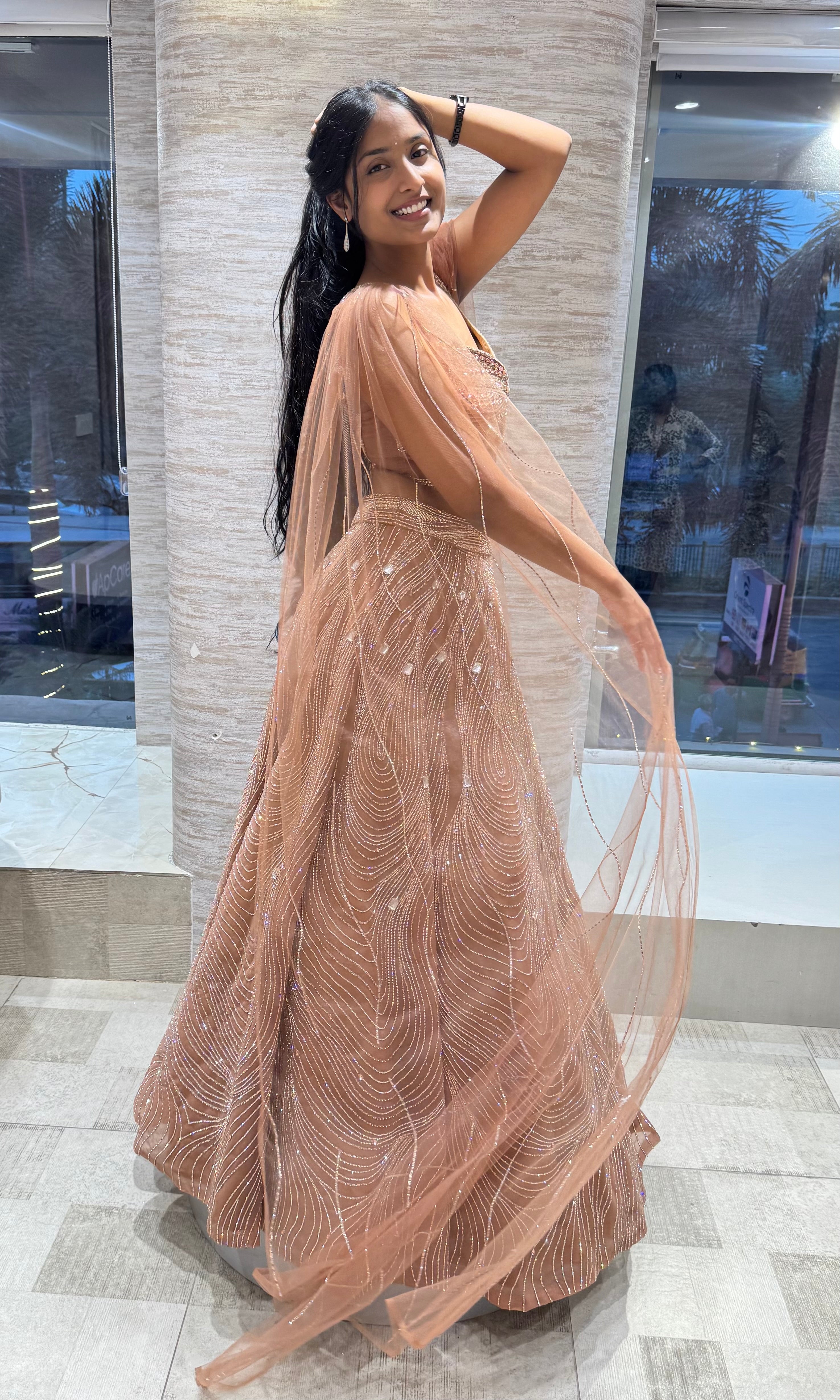 Honey Gold Crystal Lehenga