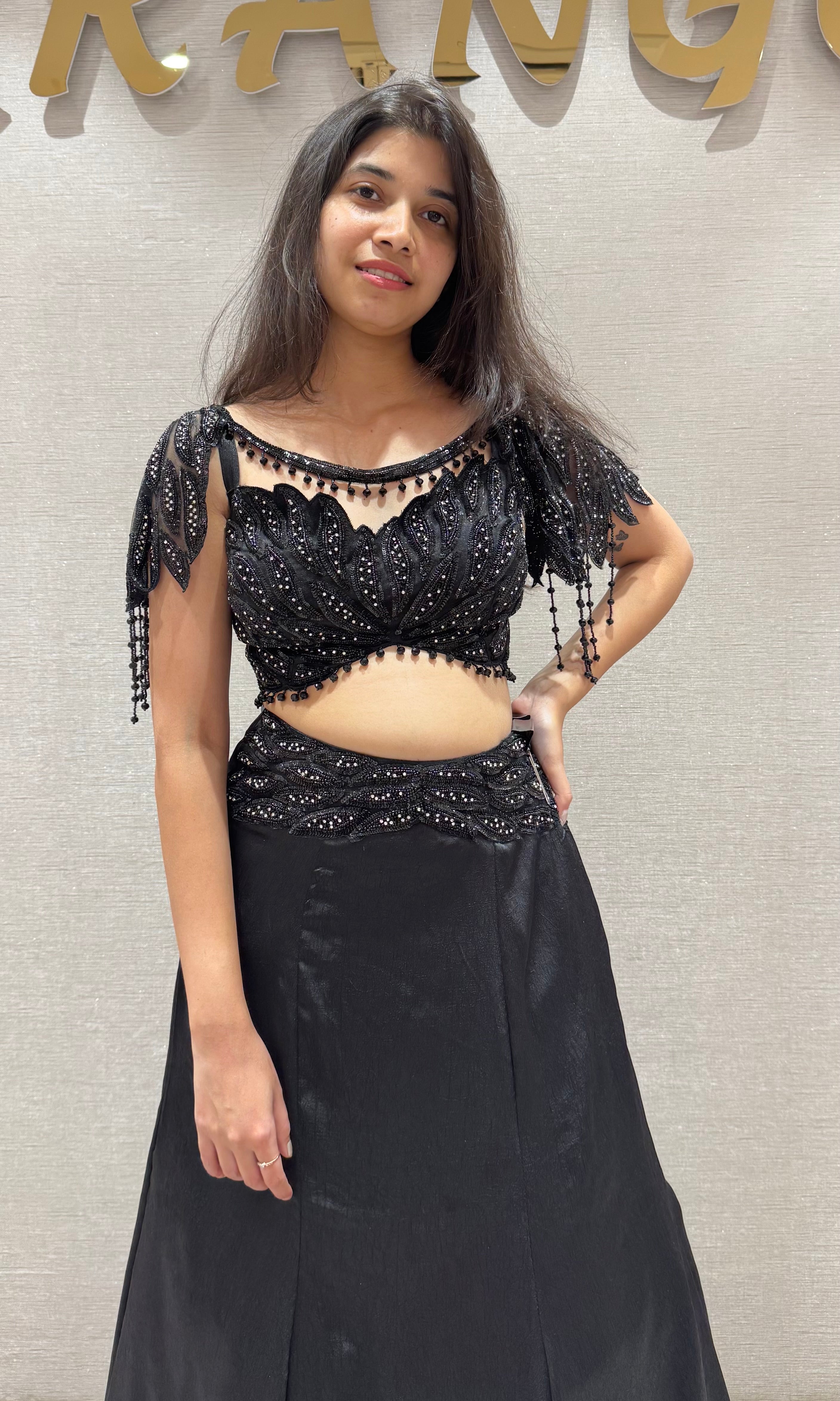 Black Lehenga WITH EMBROIDERED BLOUSE