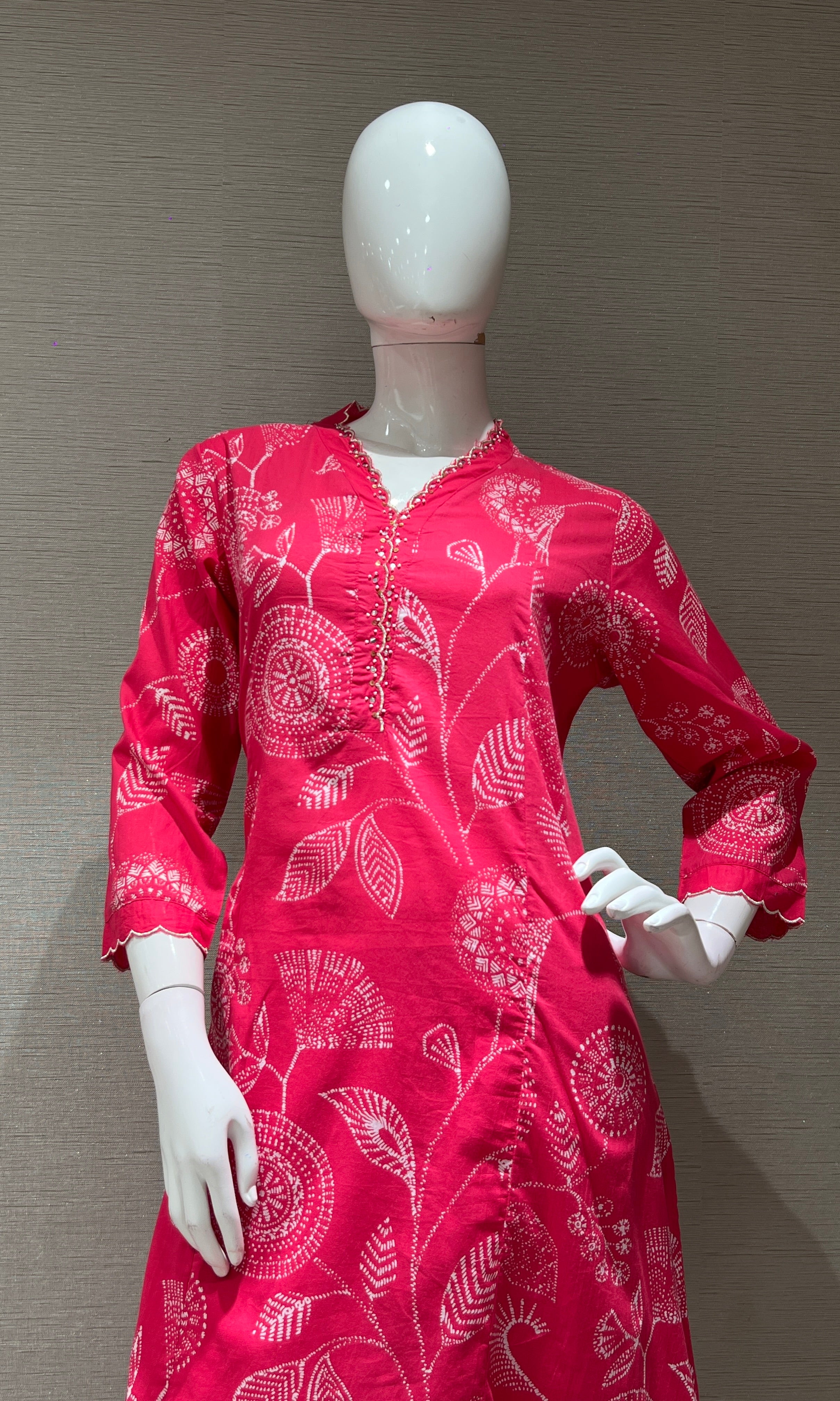Pink FLORAL PRINT KURTI SET