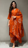 Rust FLORAL EMBROIDERY kurta set