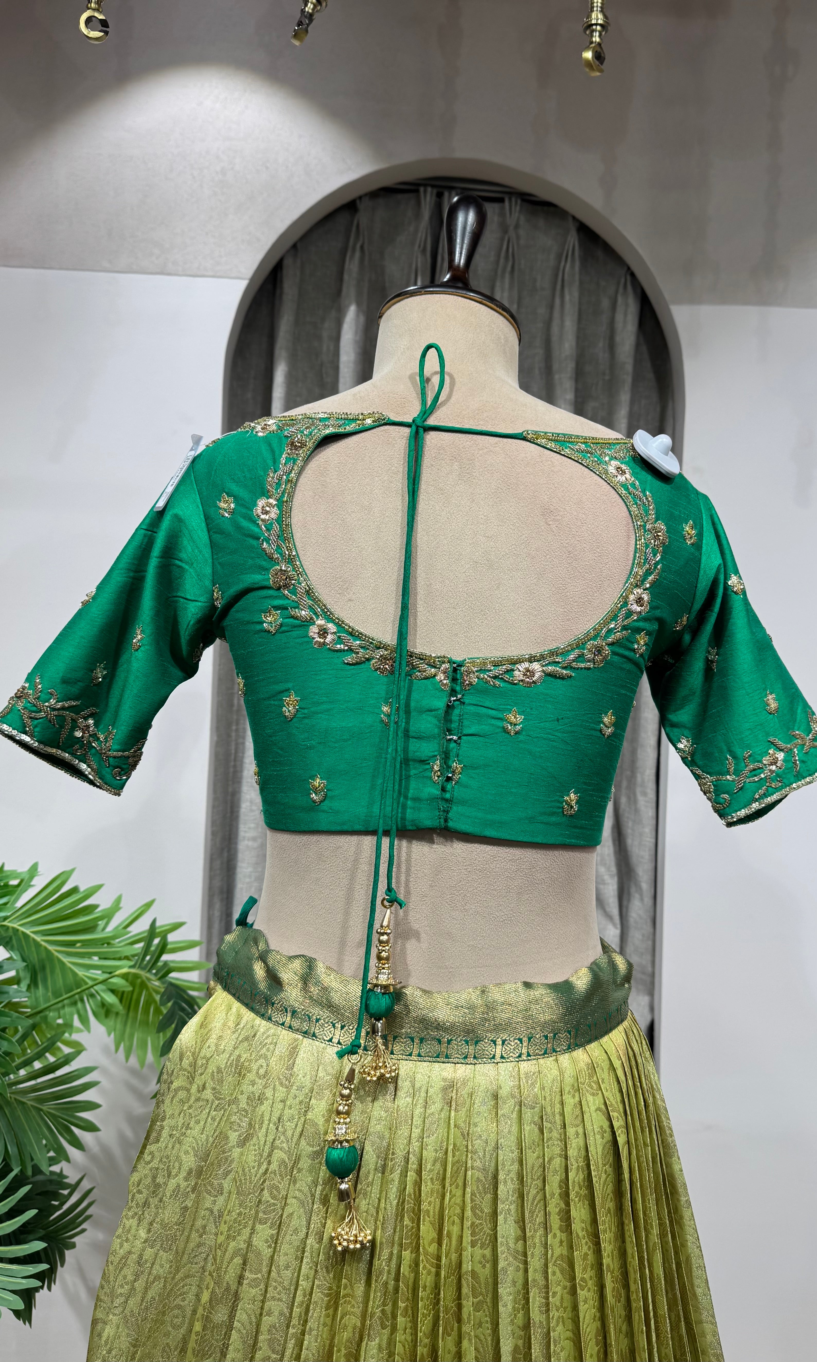 GREEN KANJIVARAM PATTU LEHENGA