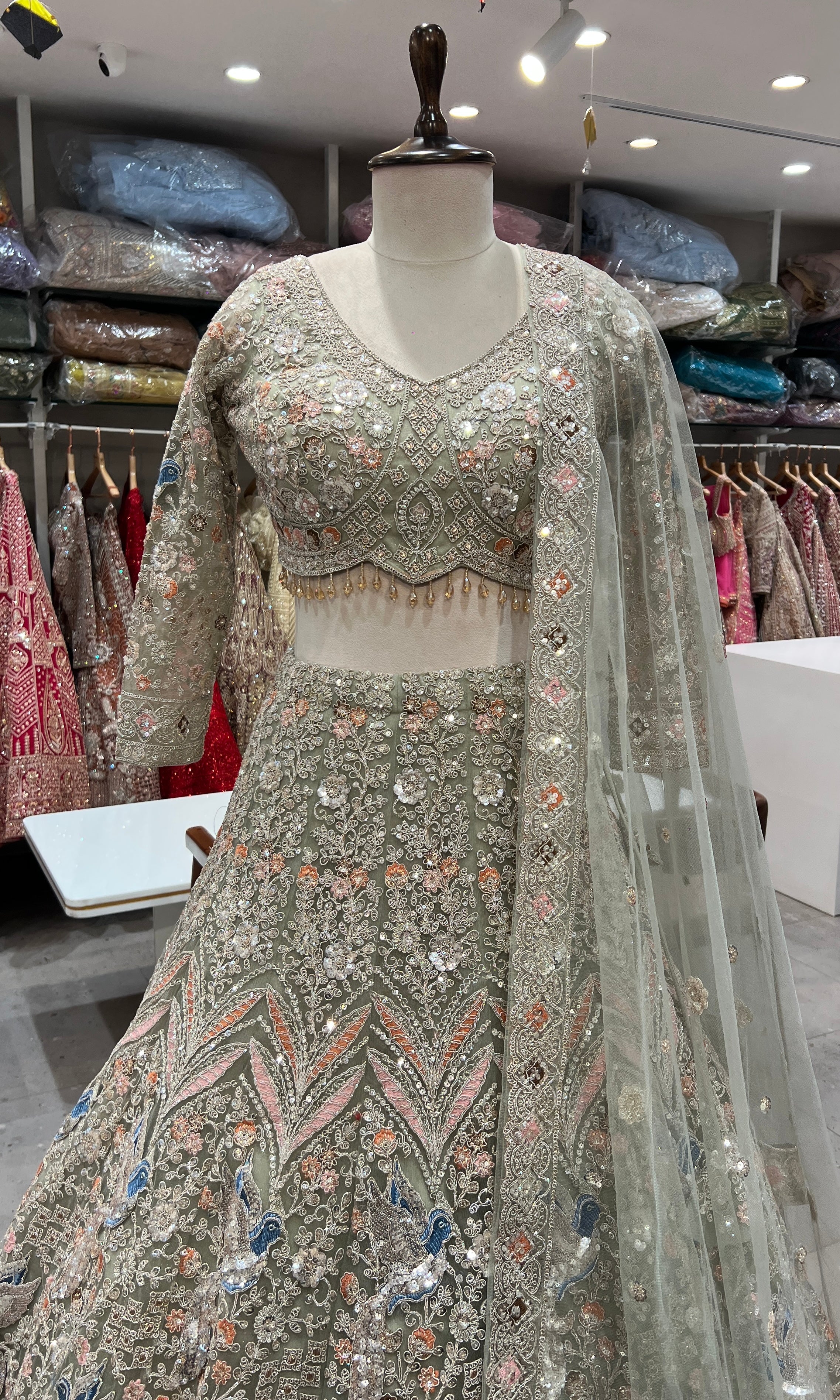 Pista green INTRICATE EMBROIDERED Lehenga