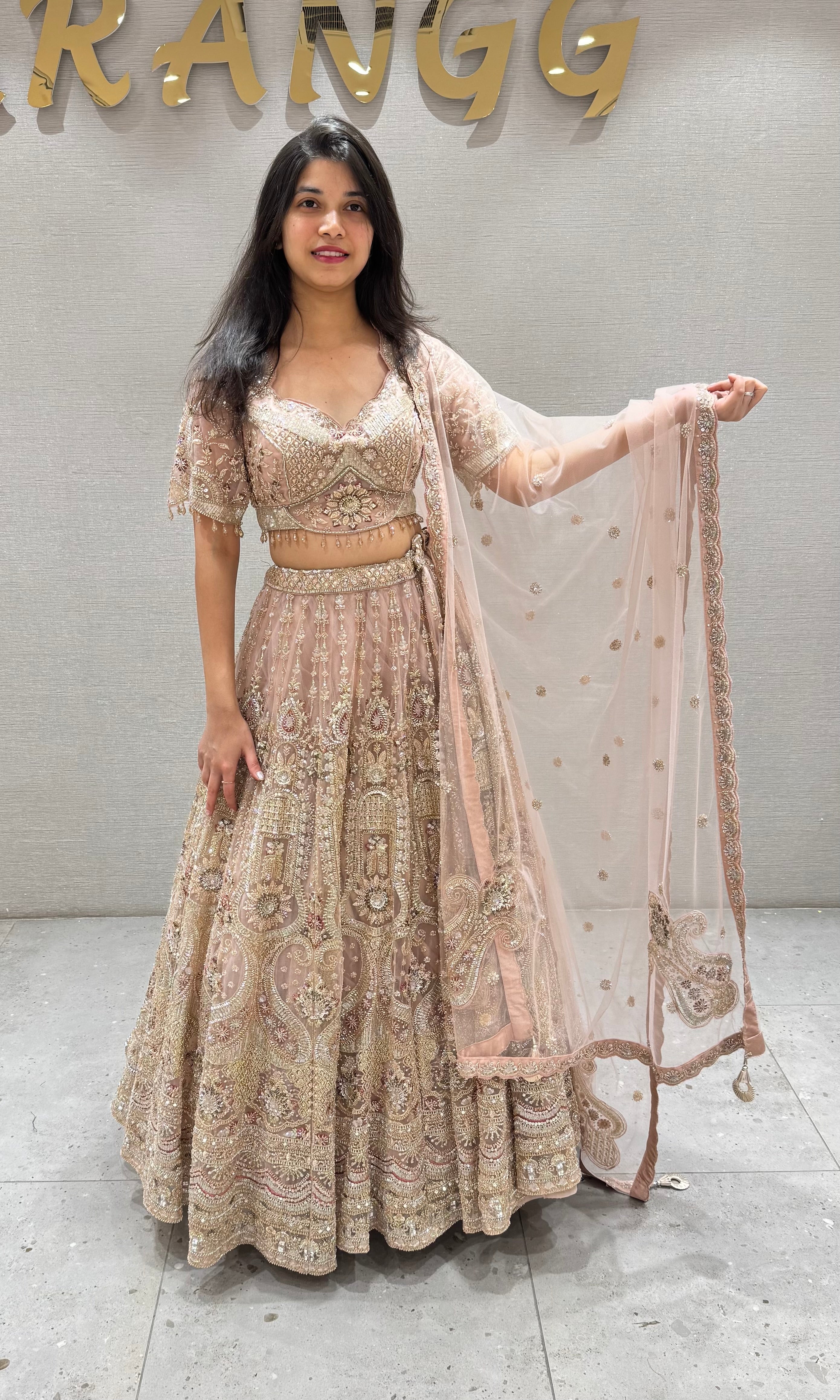 Peach INTRICATE EMBROIDERED LEHENGA