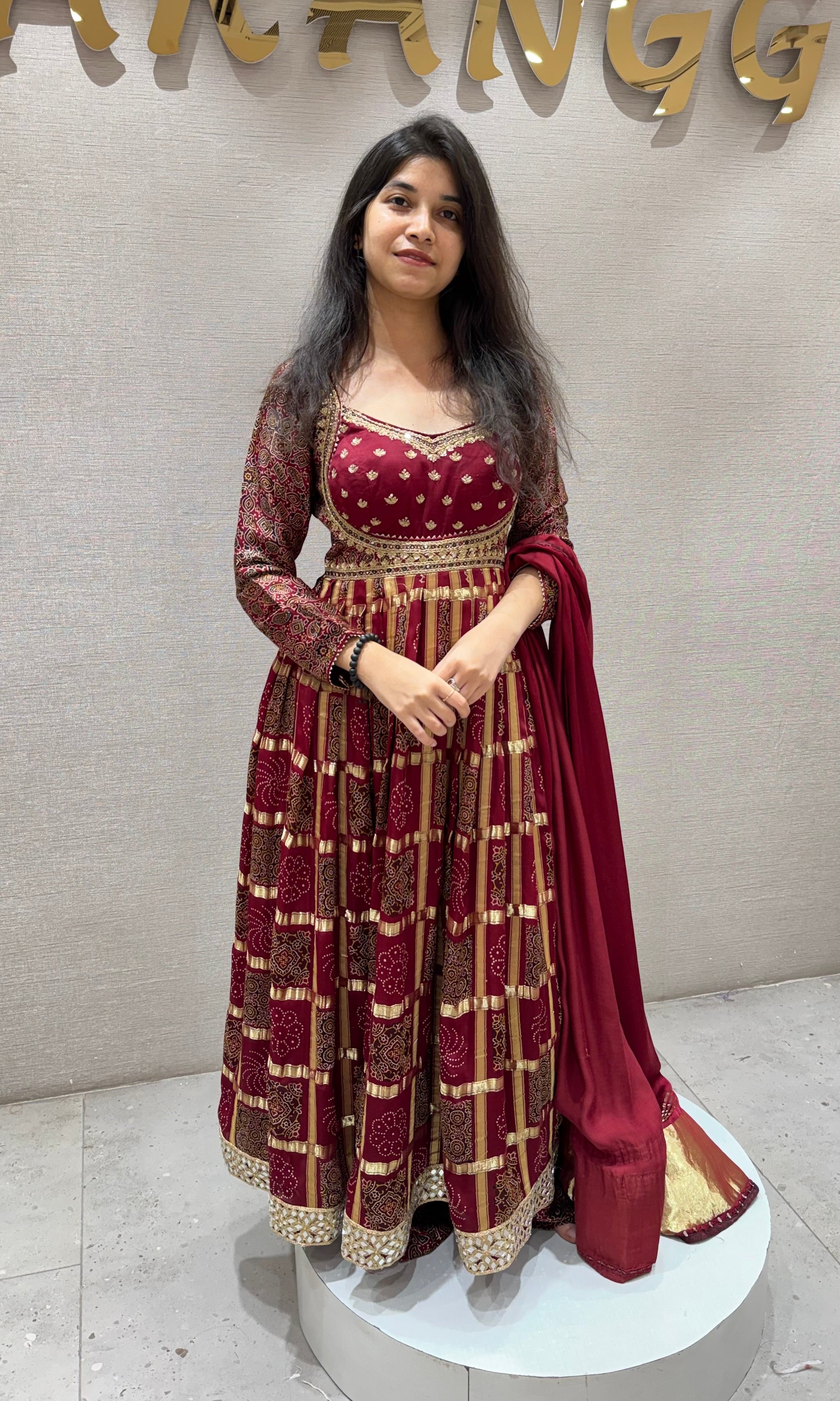 Maroon GOLDEN EMBROIDERED ANARKALI