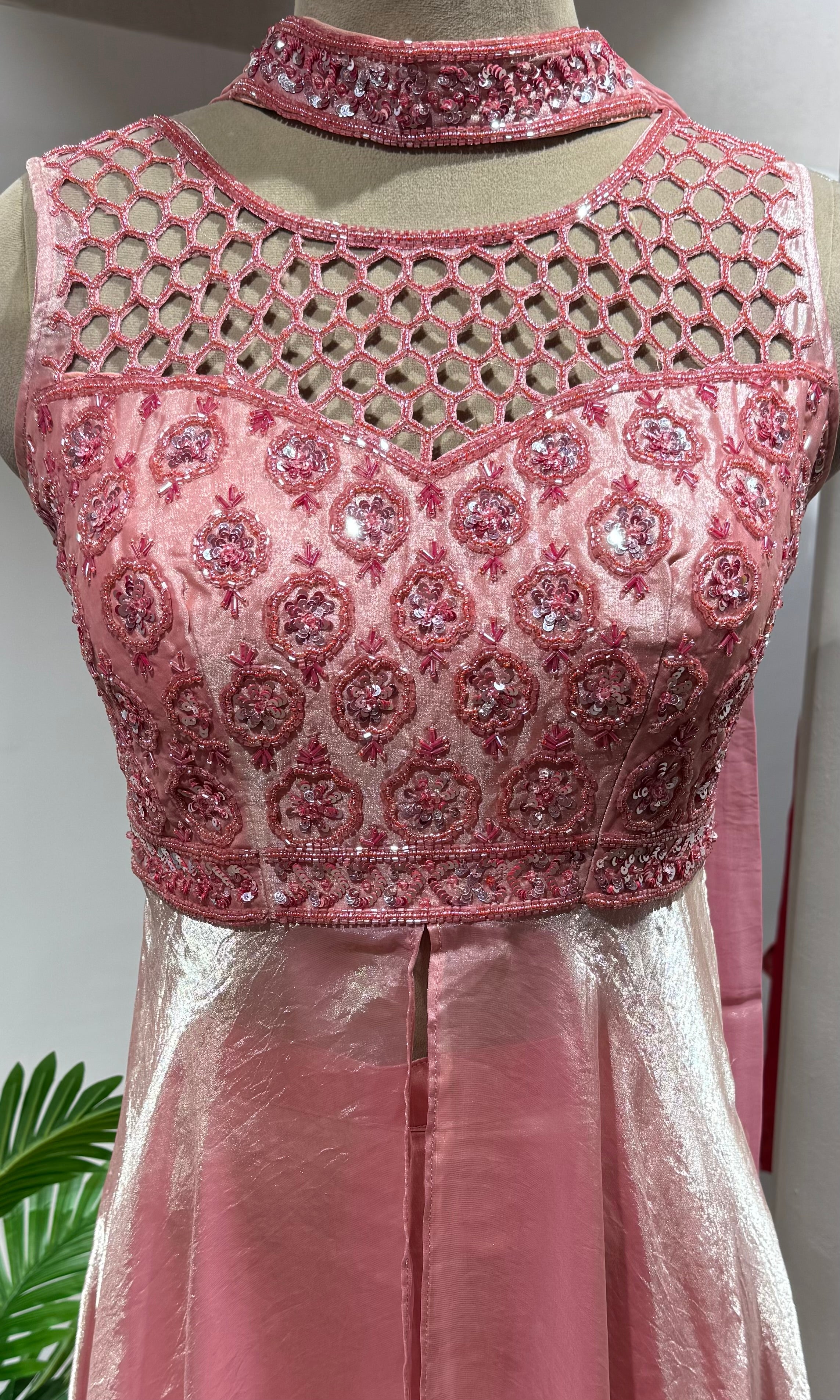 GOLD Shimmer ararkali with palazzo pants