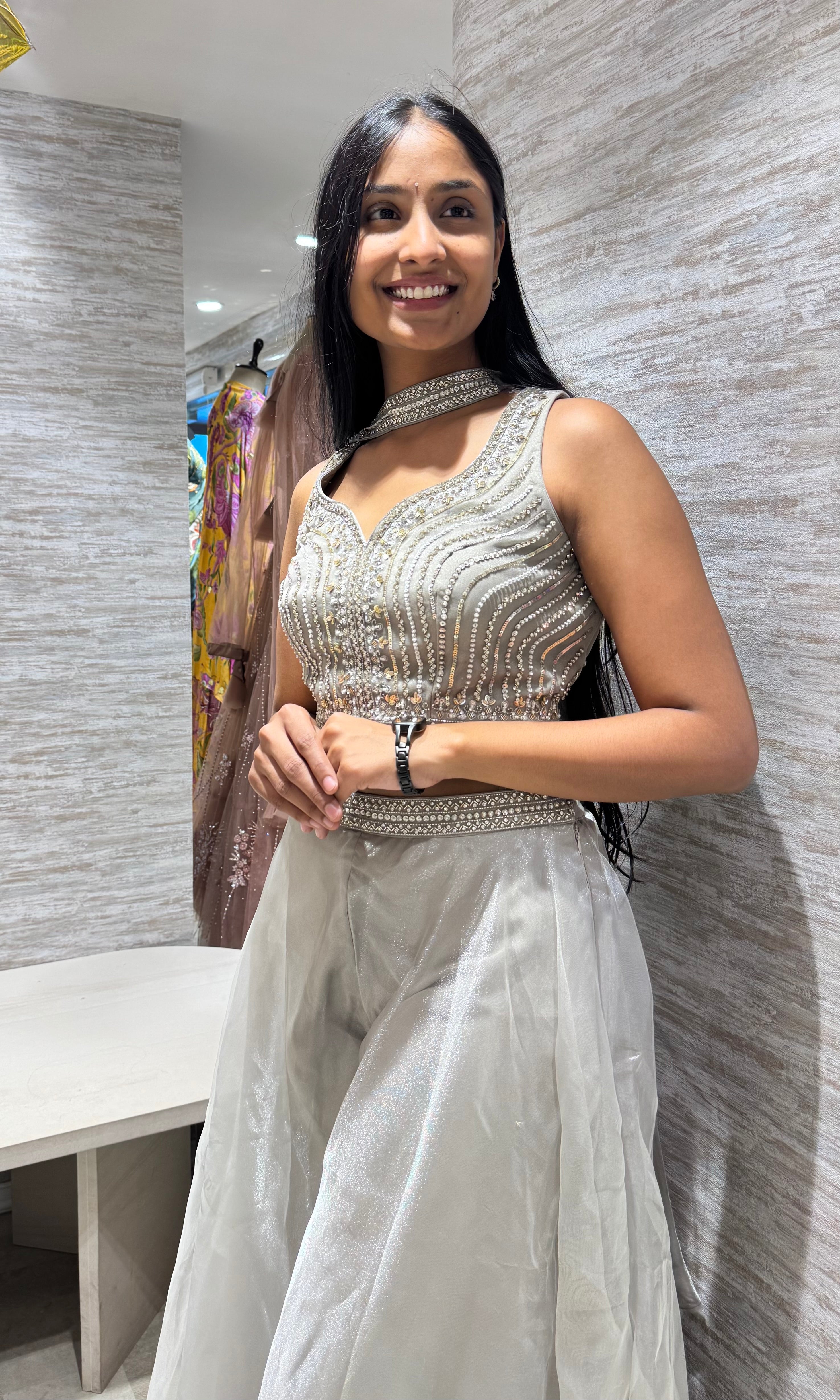 Silver Grey Embellished palazzo