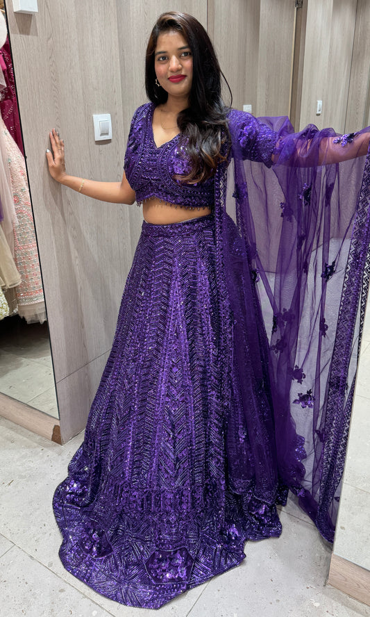 Purple stunning sequins lehenga , Sangeeth