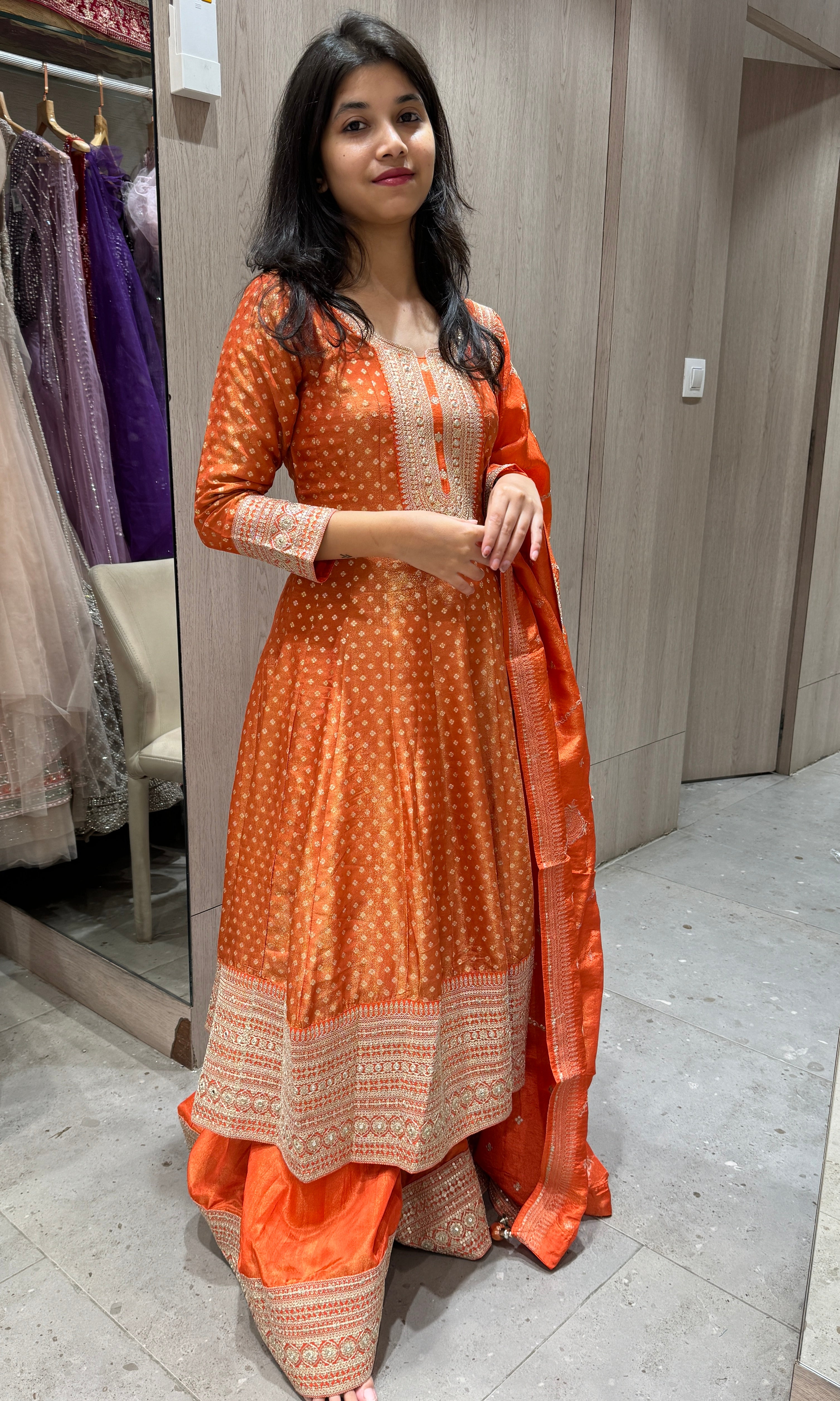 Orange long frock hotsell