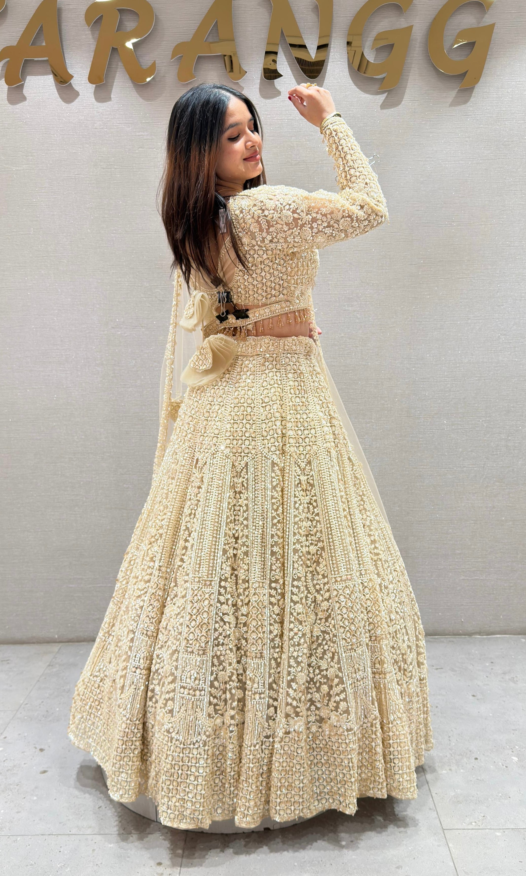 Ivory HEAVY GOLDEN EMBROIDERED Lehenga
