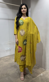 Mustard floral printed kurta set