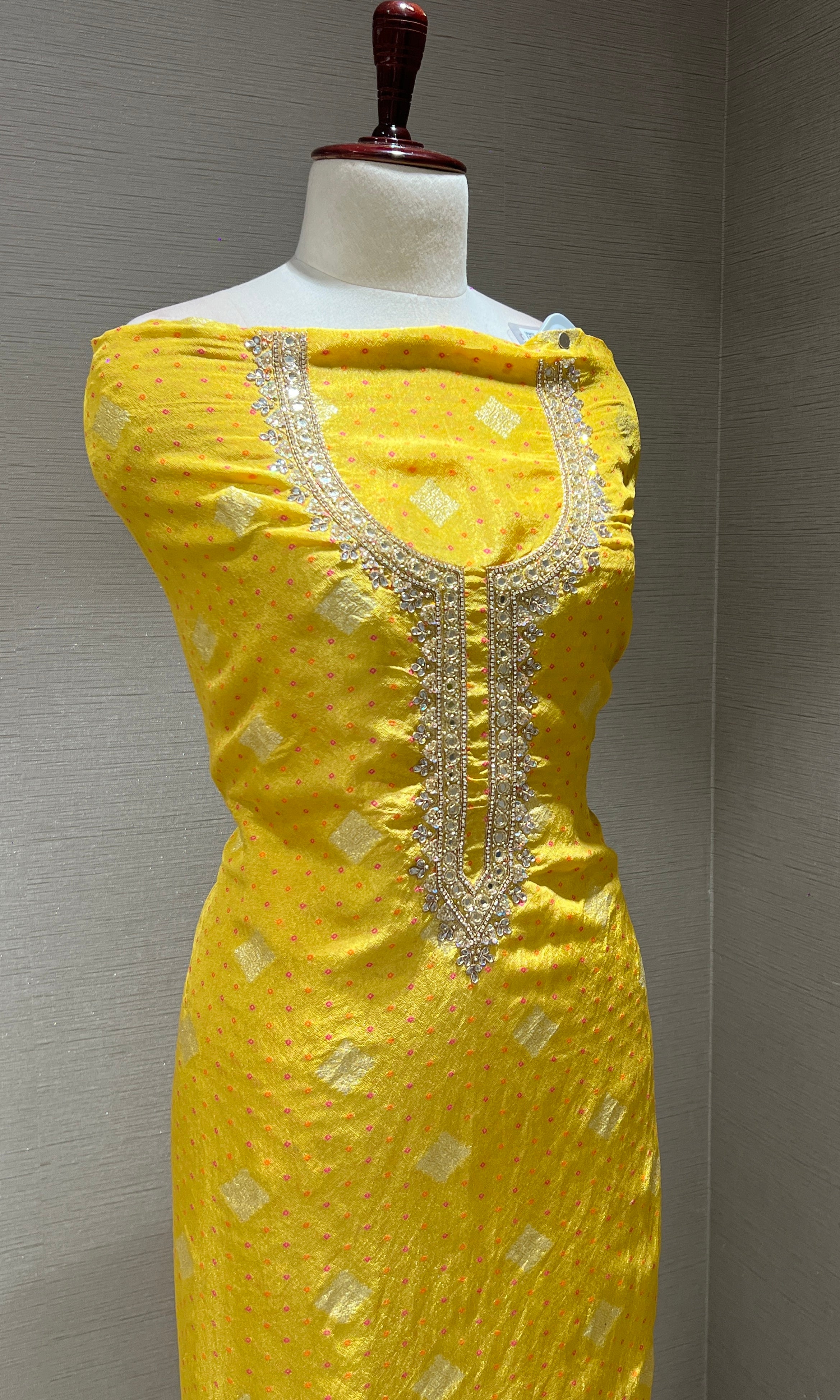 Yellow dress material (party wear)