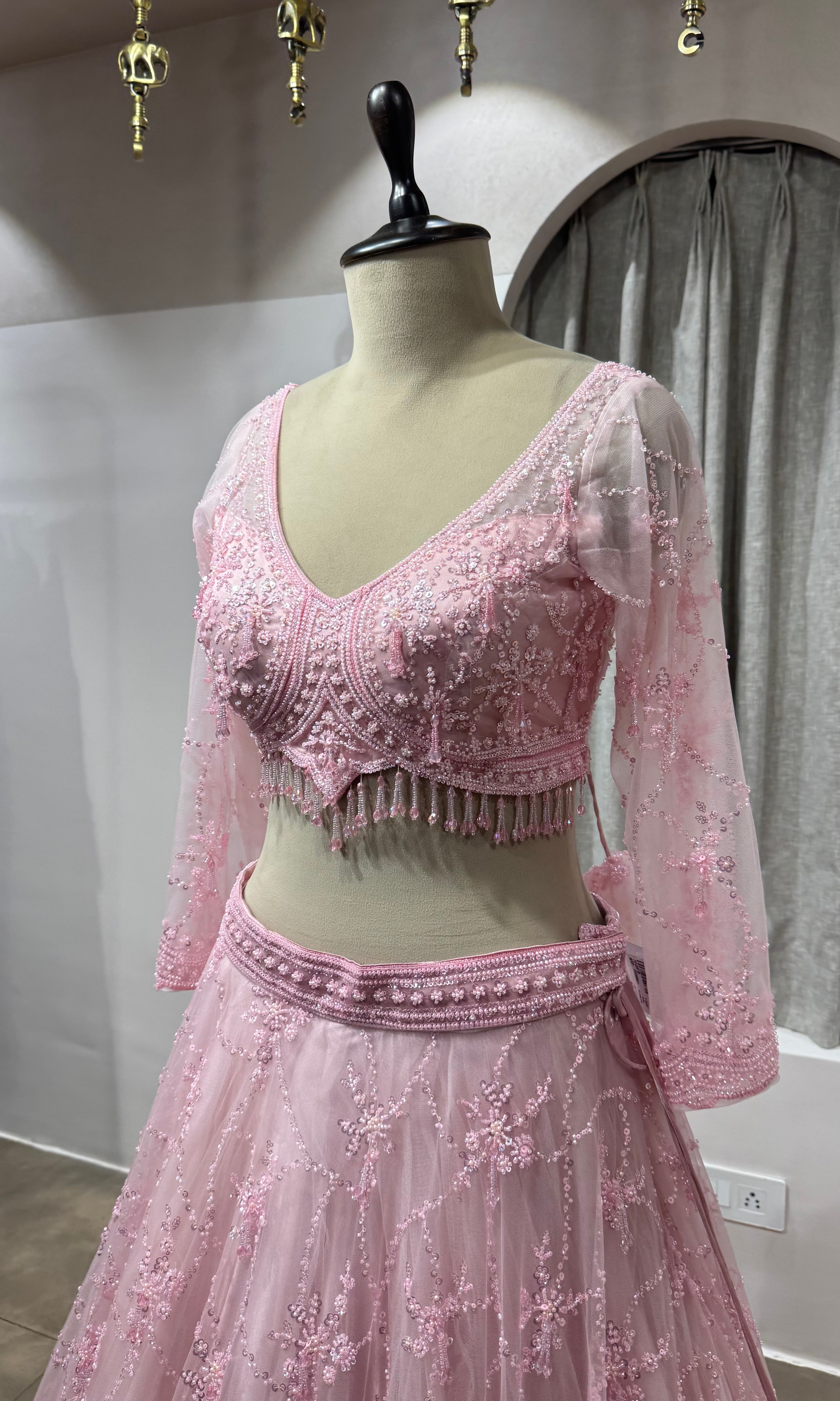 Blush Pink Embroidered Bridal Lehenga Set