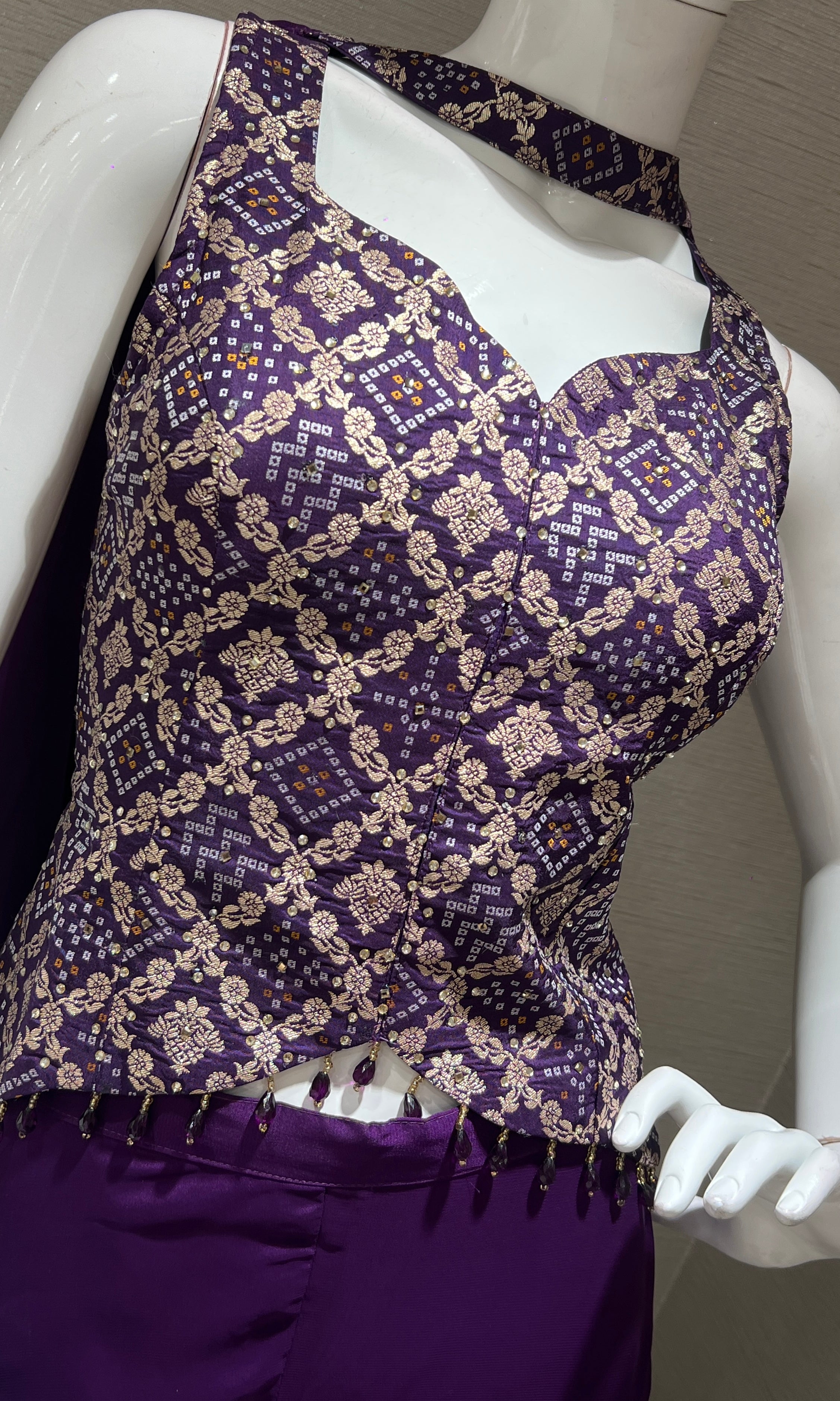 Purple Embellished Peplum WITH Palazzo set