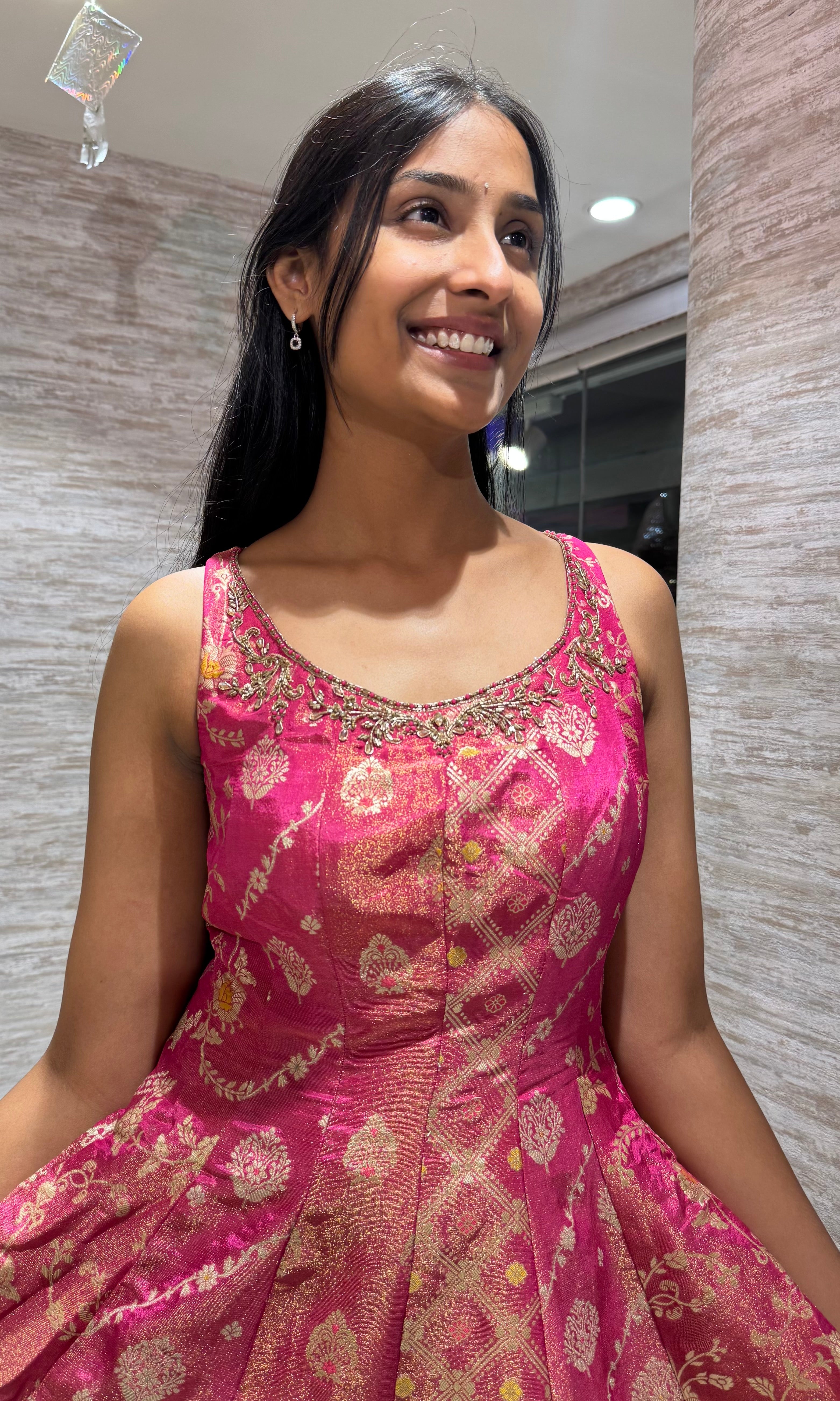 pink banarasi anarkali sharara set