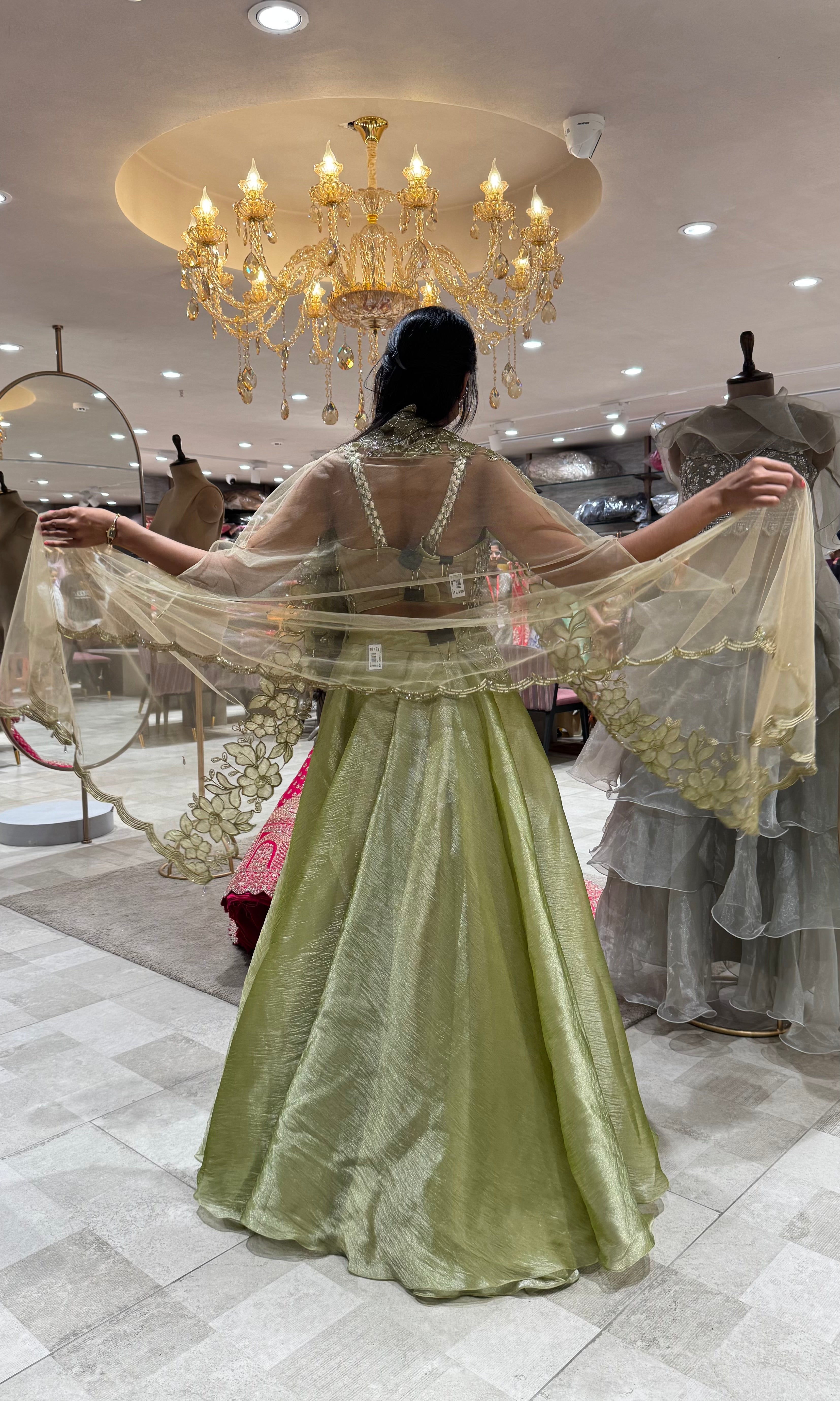 GREEN INTRICATE EMBROIDERED LEHENGA