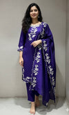 PURPLE FLORAL PRINTED KURTA SET