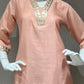 🌸Baby pink Kurta set  with v neck 😍