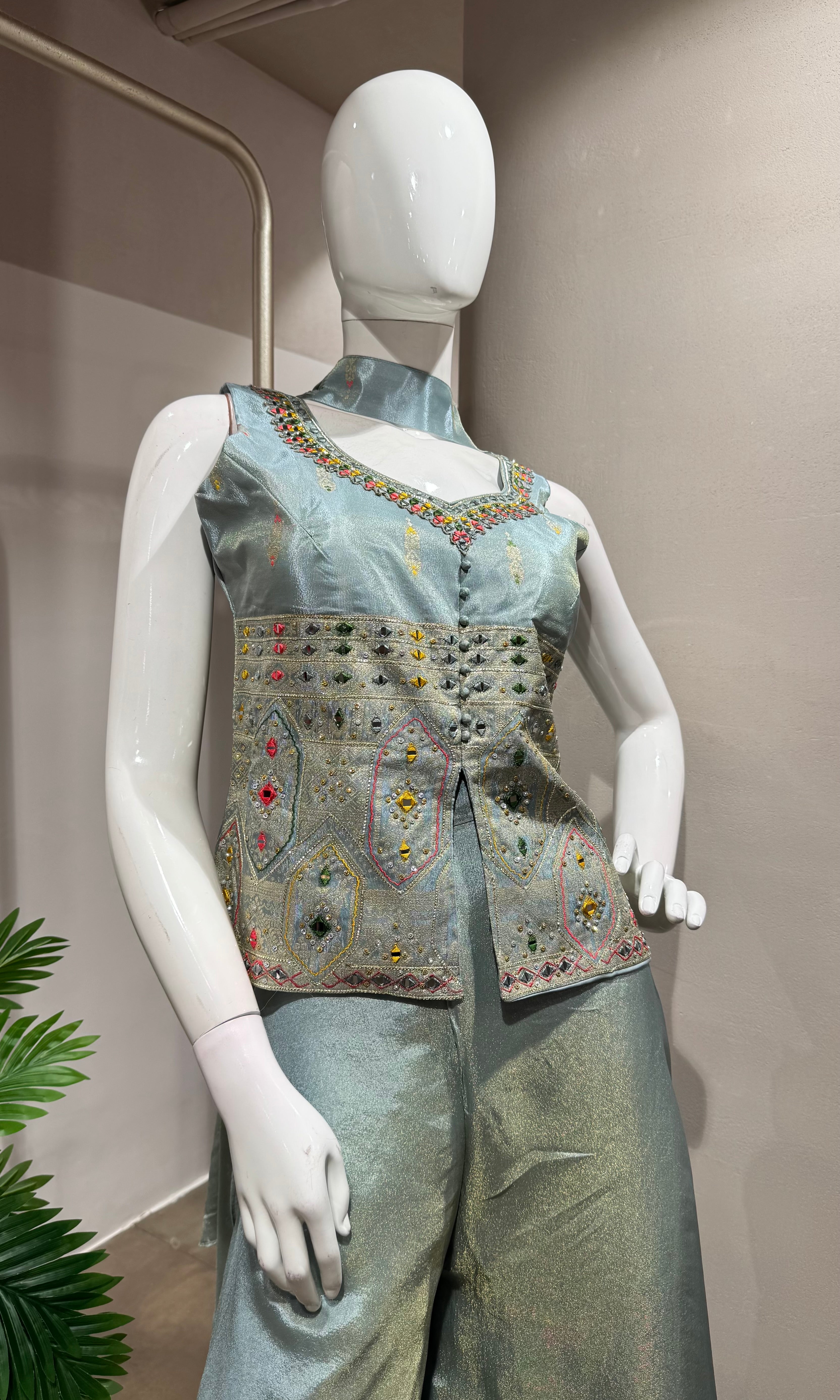 LIGHT BLUE Peplum Top with Palazzo Pants