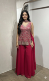 Rani pink EMBROIDERED PEPLUM PALAZZO SET