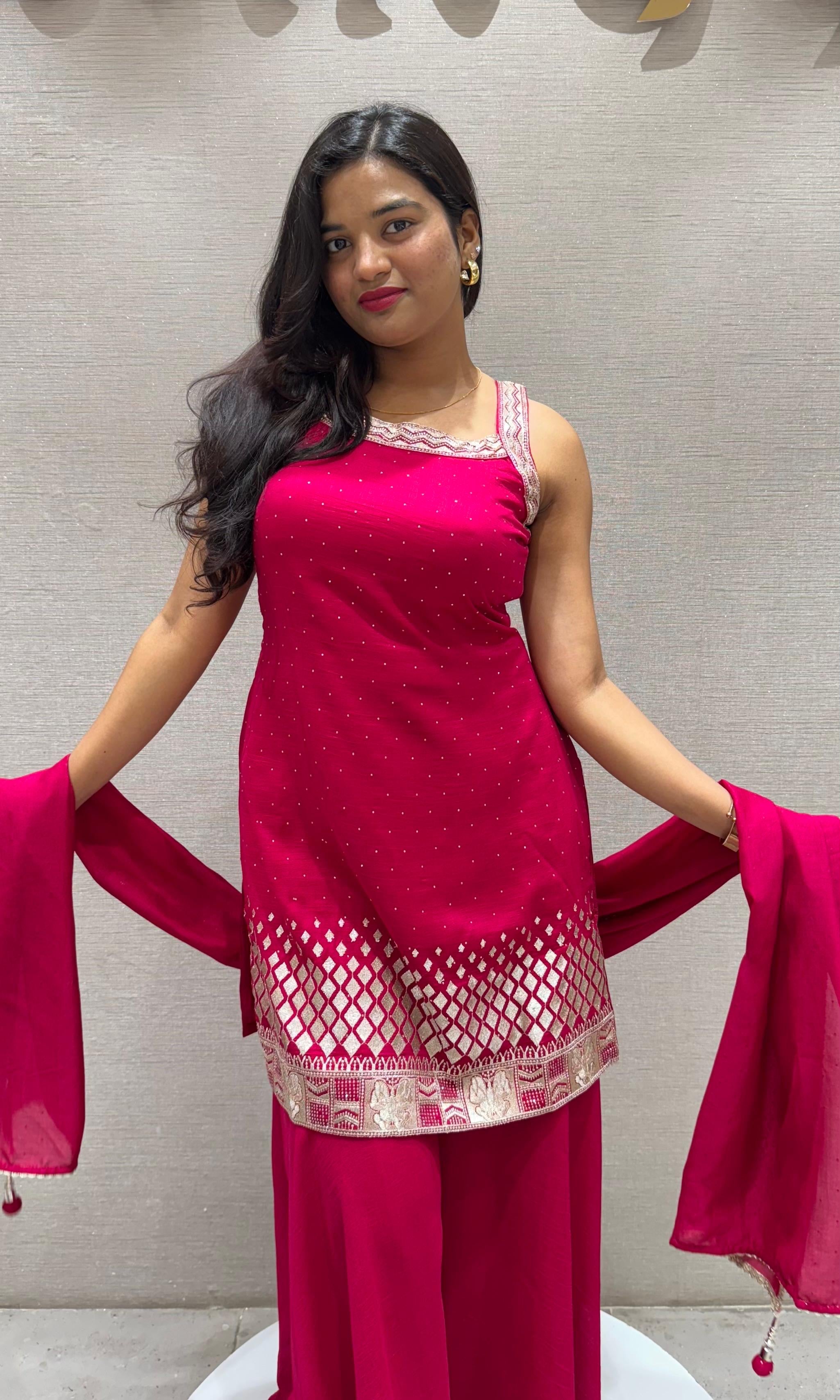 Pink EMBROIDERED SHARARA SET