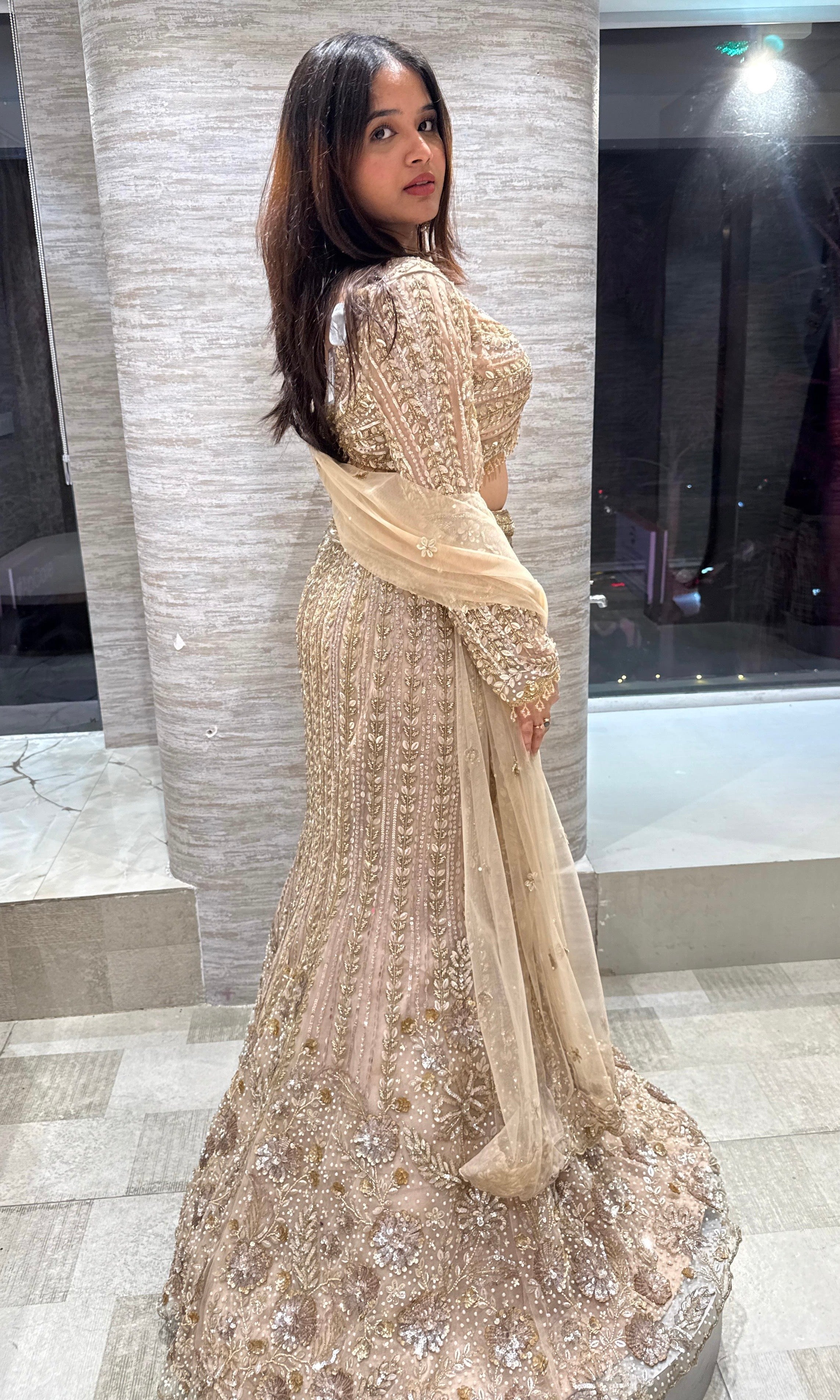 Gold Crystal embroidered Lehenga