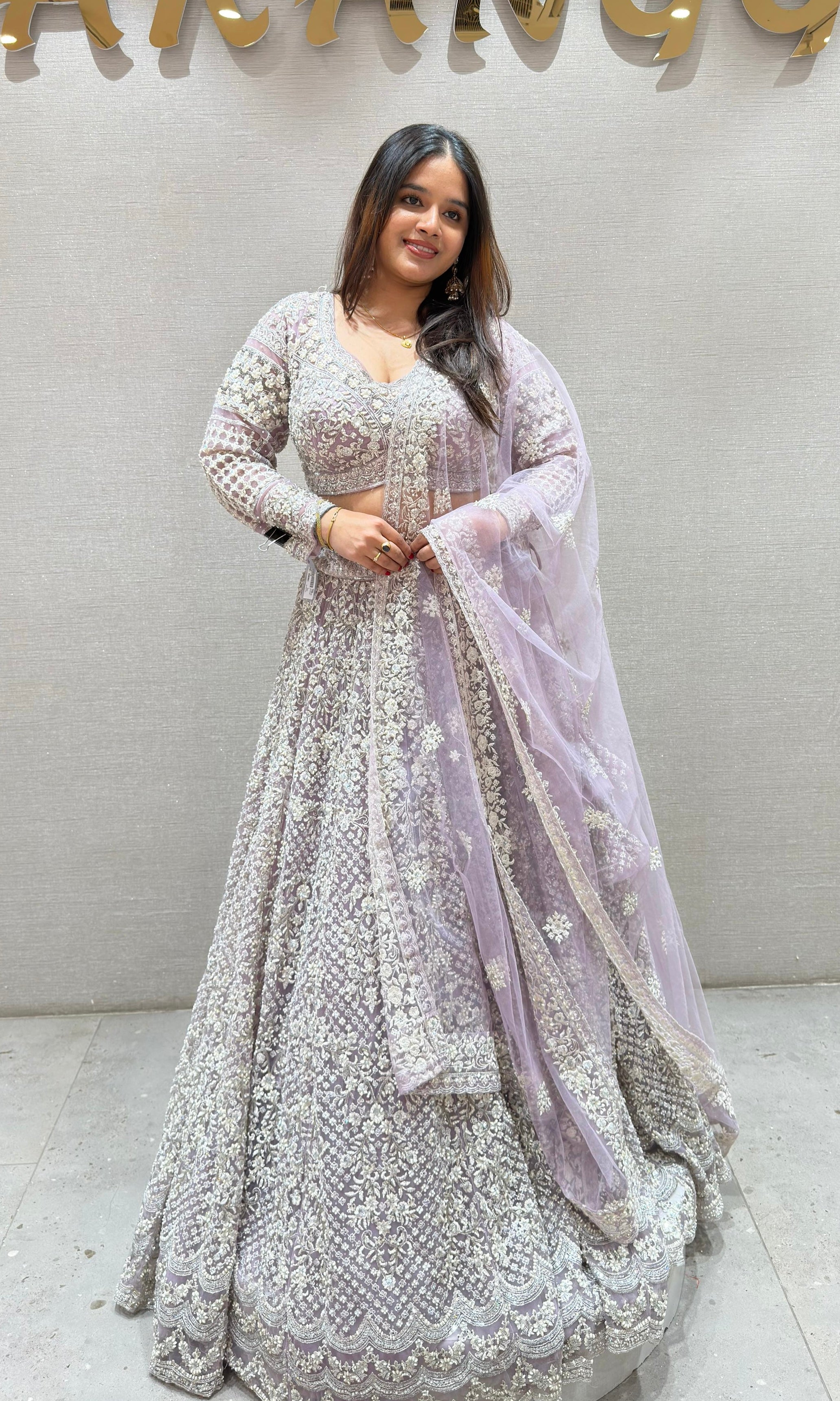 Lavender HEAVY INTRICATE EMBROIDERED LEHENGA