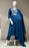 NAVY BLUE FLORAL THREAD EMBROIDERY kurta set