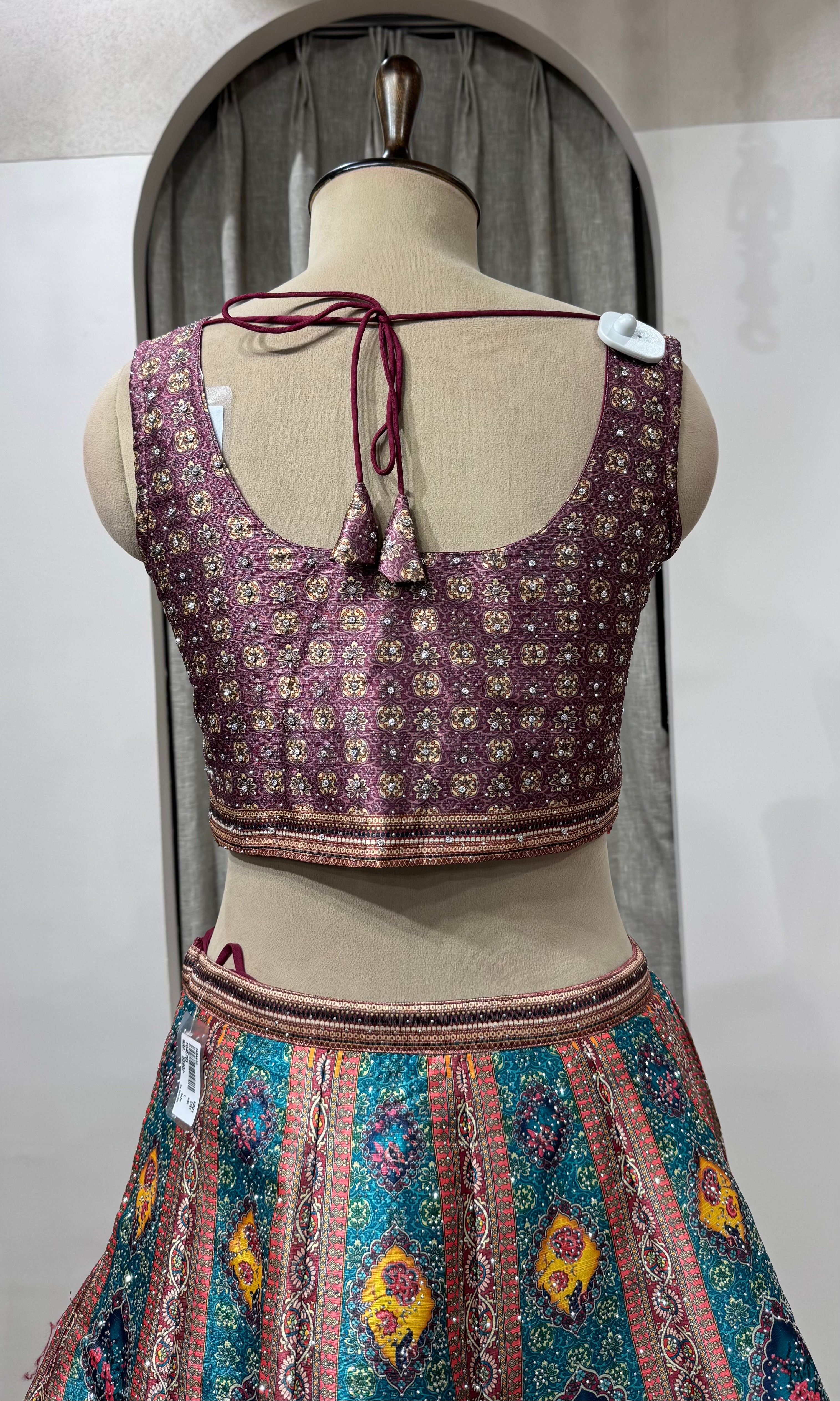 Wine Multi Banarasi Silk LEHENGA