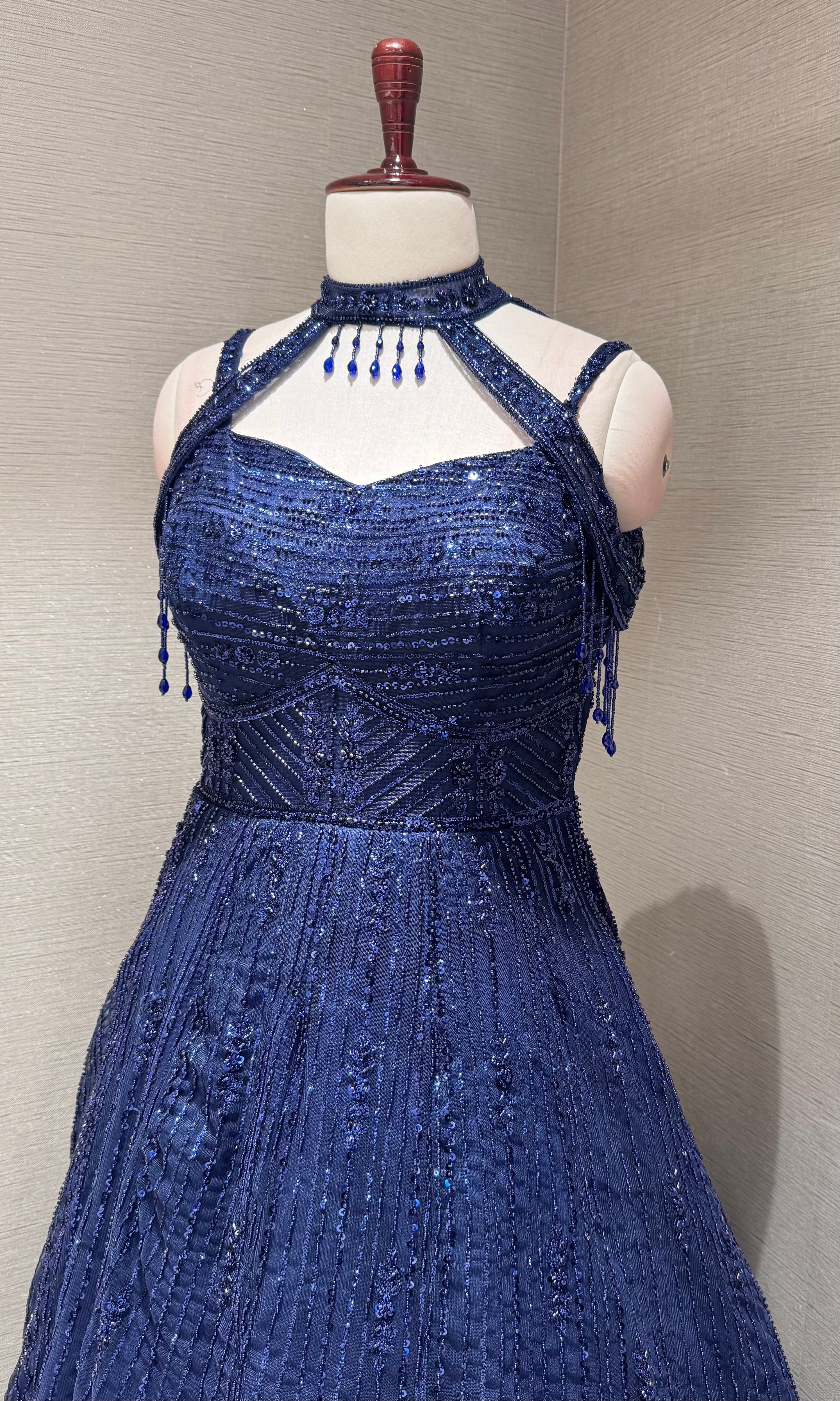 Royal Blue Halter Neck Ballgown