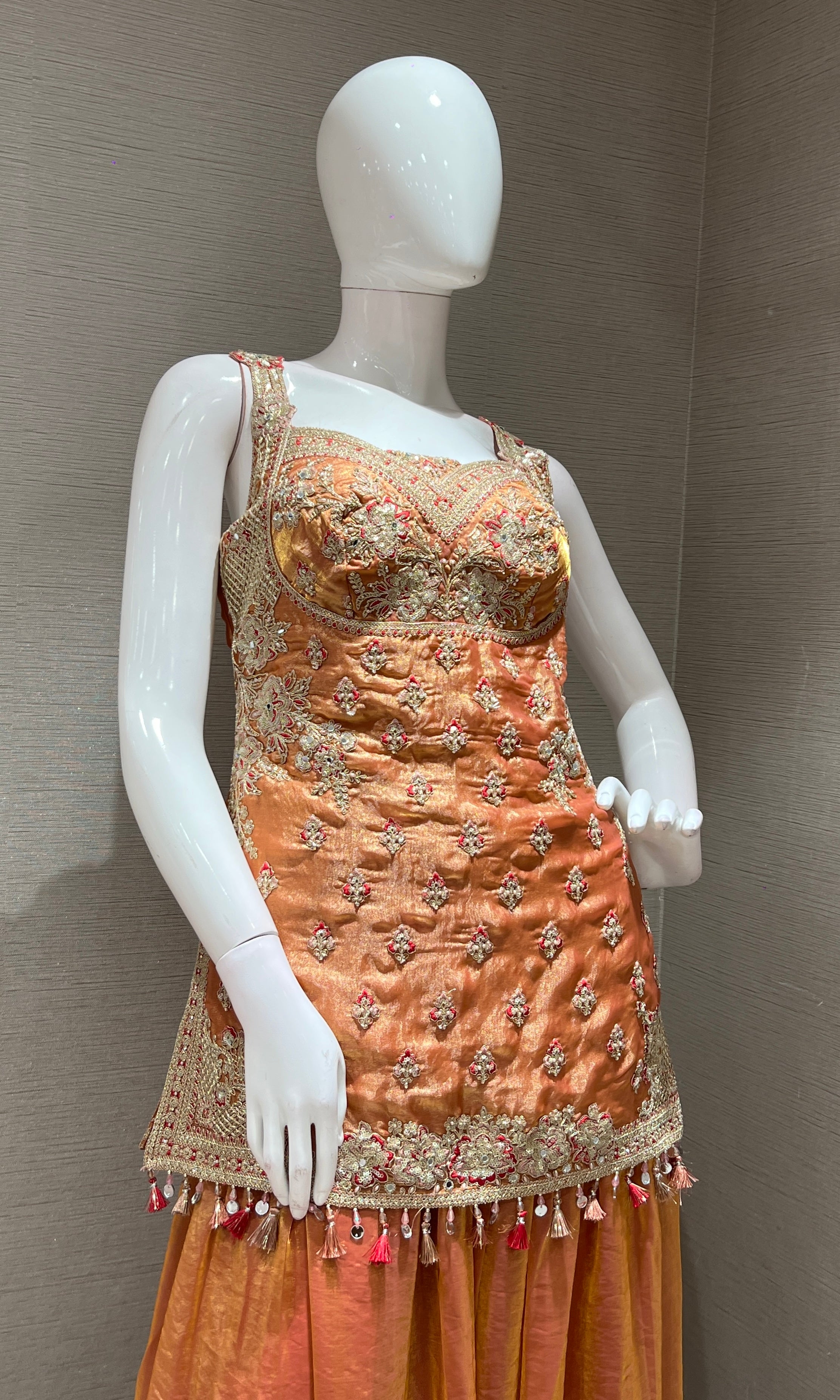 Peach EMBROIDERED SHARARA SET