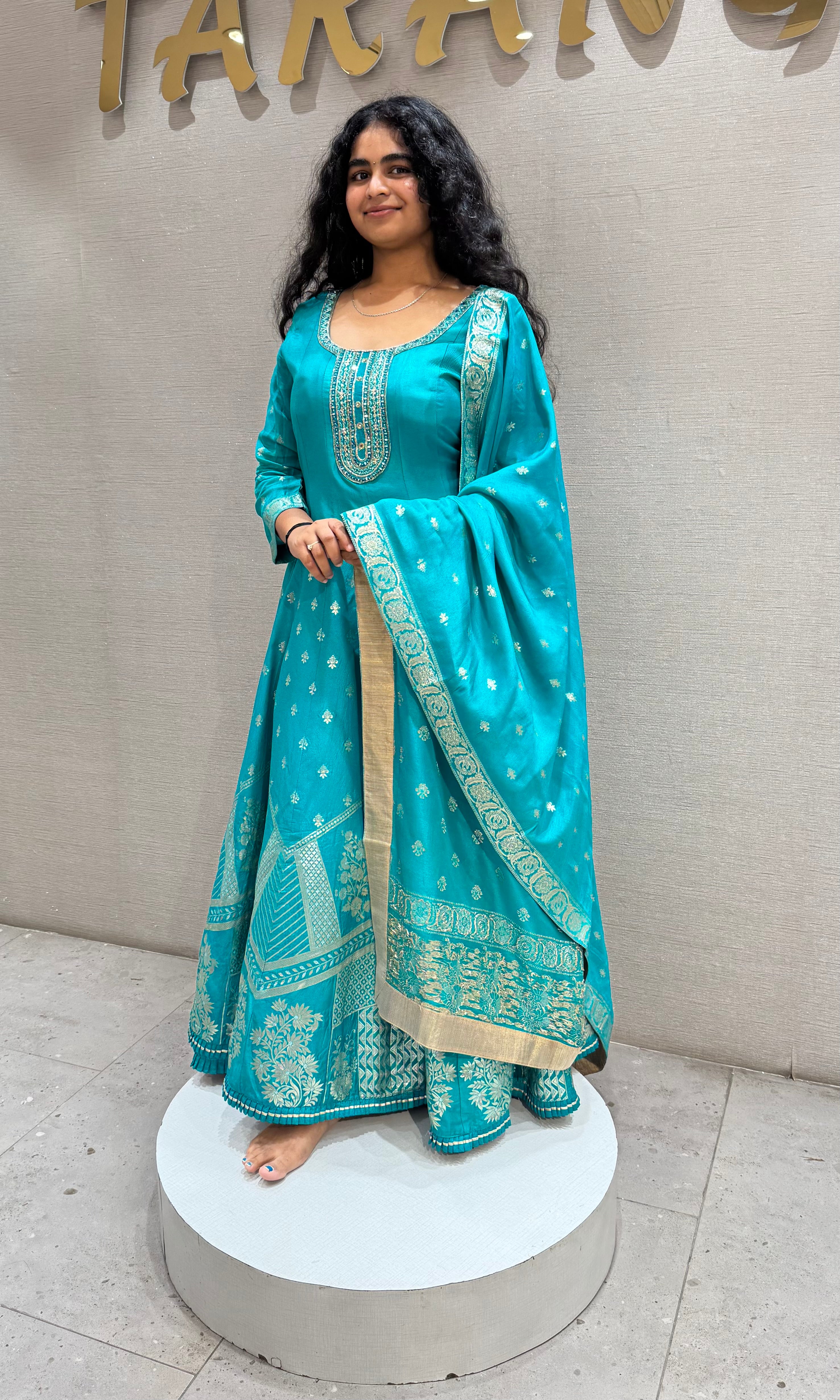 BLUE Silk Banarasi Anarkali SET
