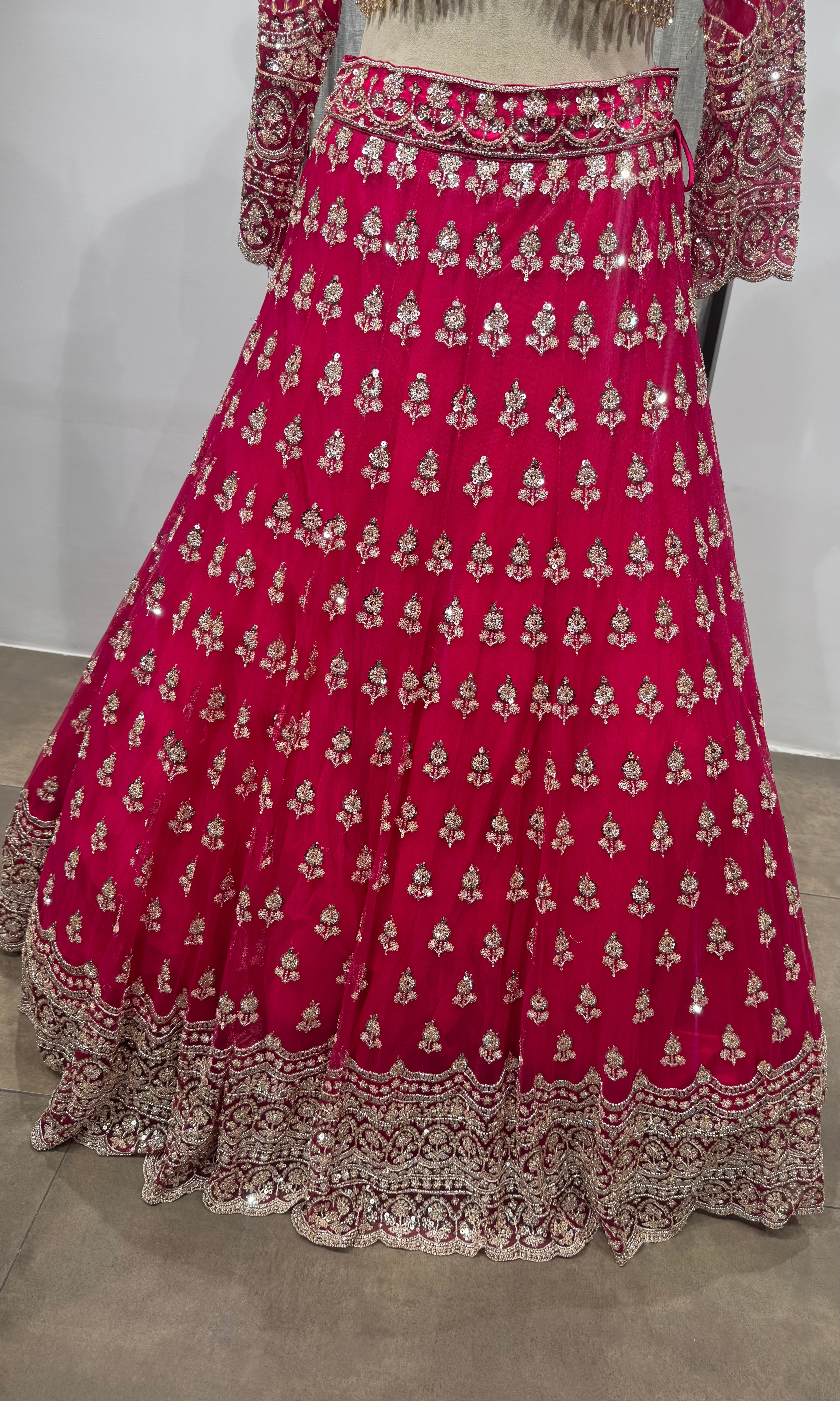 Rani Pink Intricate embroidered Lehenga