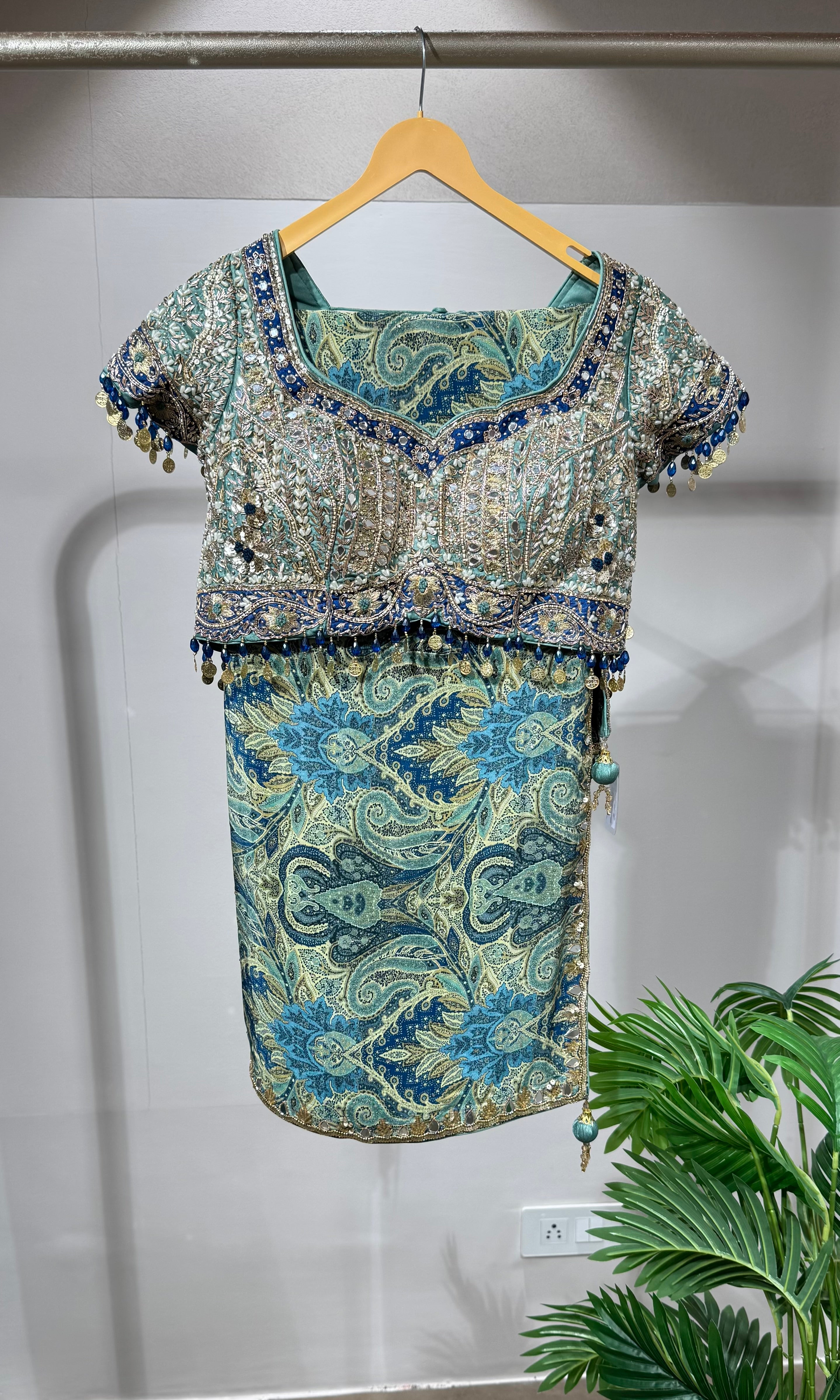 Multi green saree with EMBROIDERED blouse