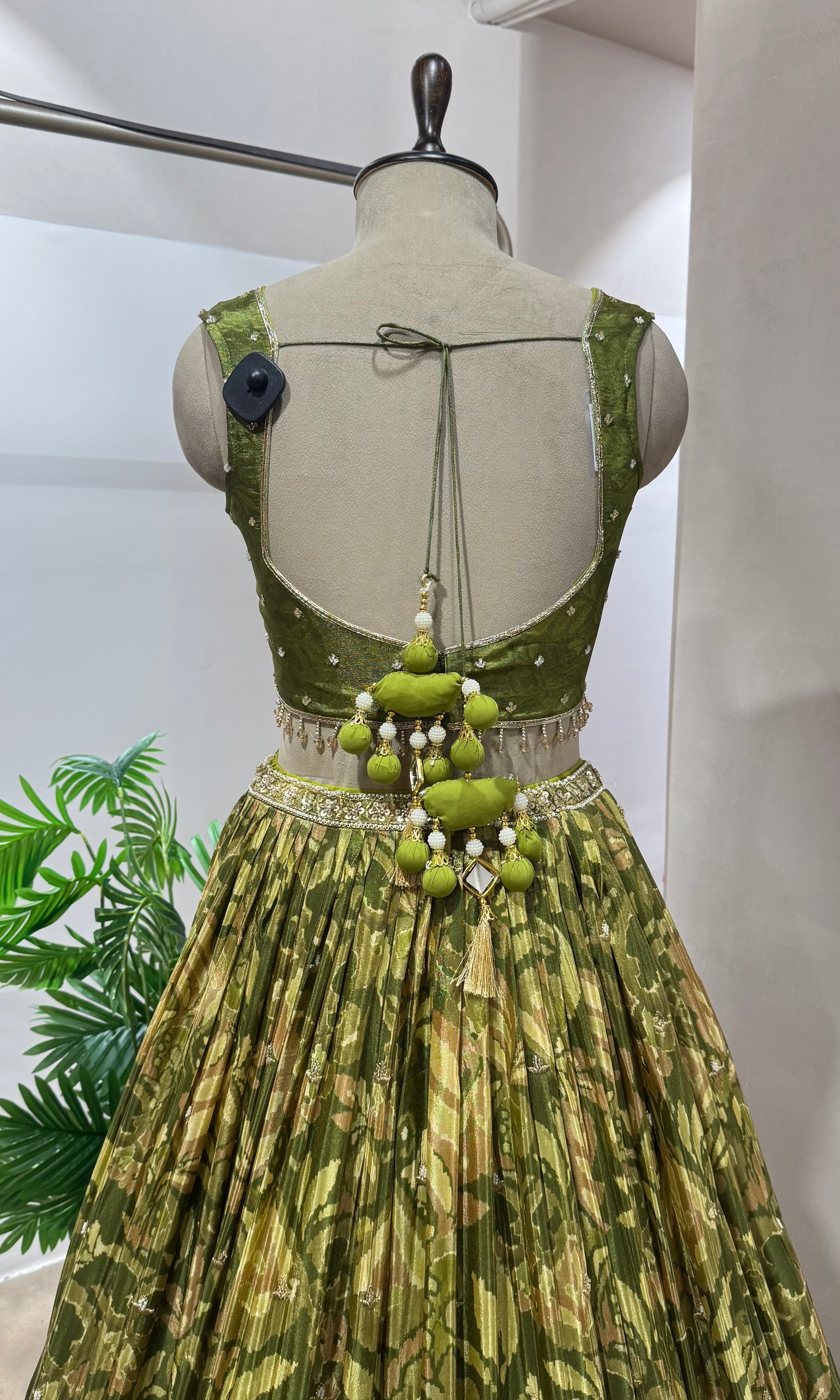 Green FLORAL ETHNIC EMBROIDERY LEHENGA