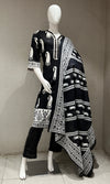 Black EMBROIDERED PRINTED KURTA SET