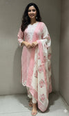 PEACH LEHARIYA ZIG ZAG PRINT KURTA SET