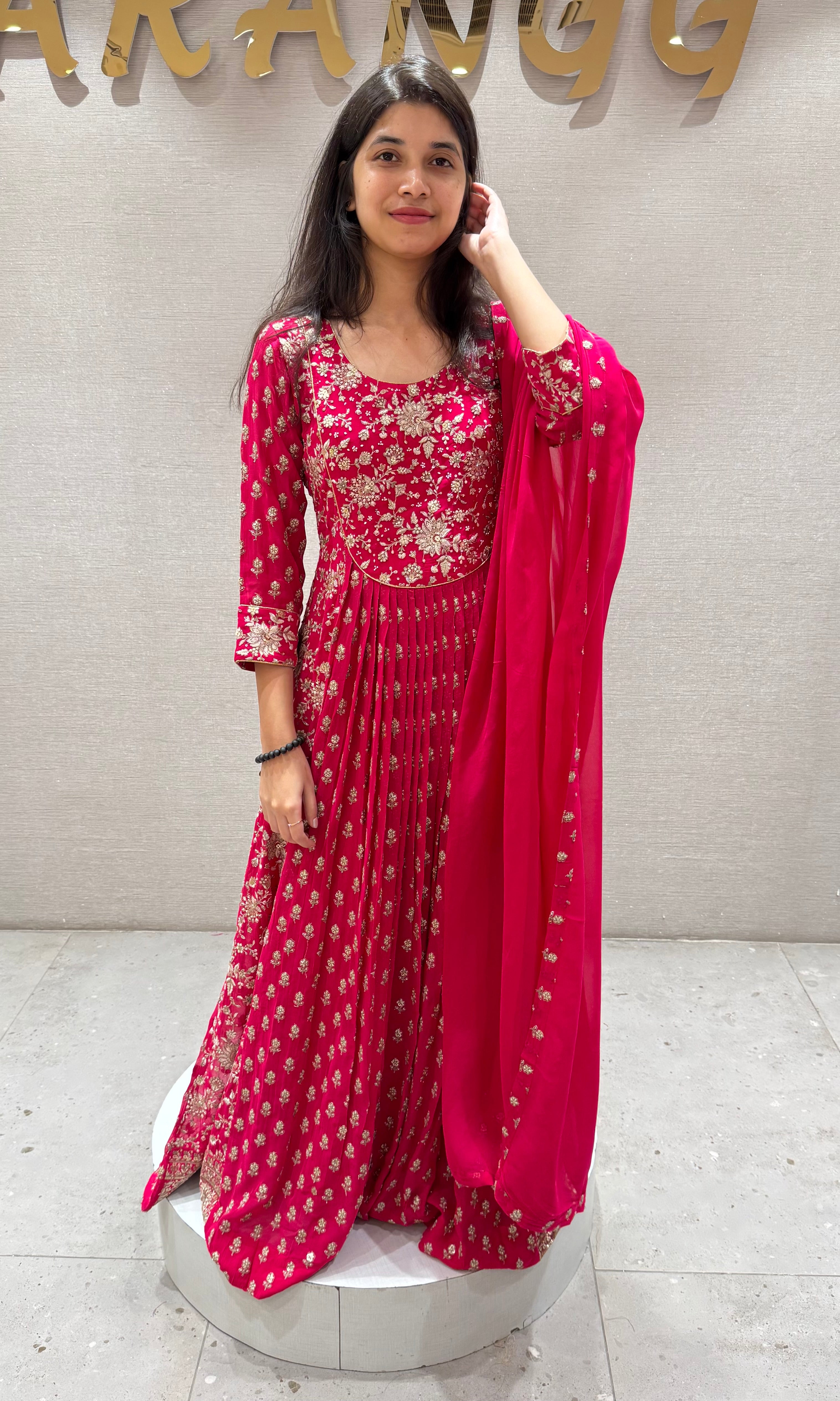 Rani pink ANARKALI long dress