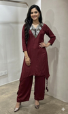 MAROON ELEGANT V NECK CORD SET