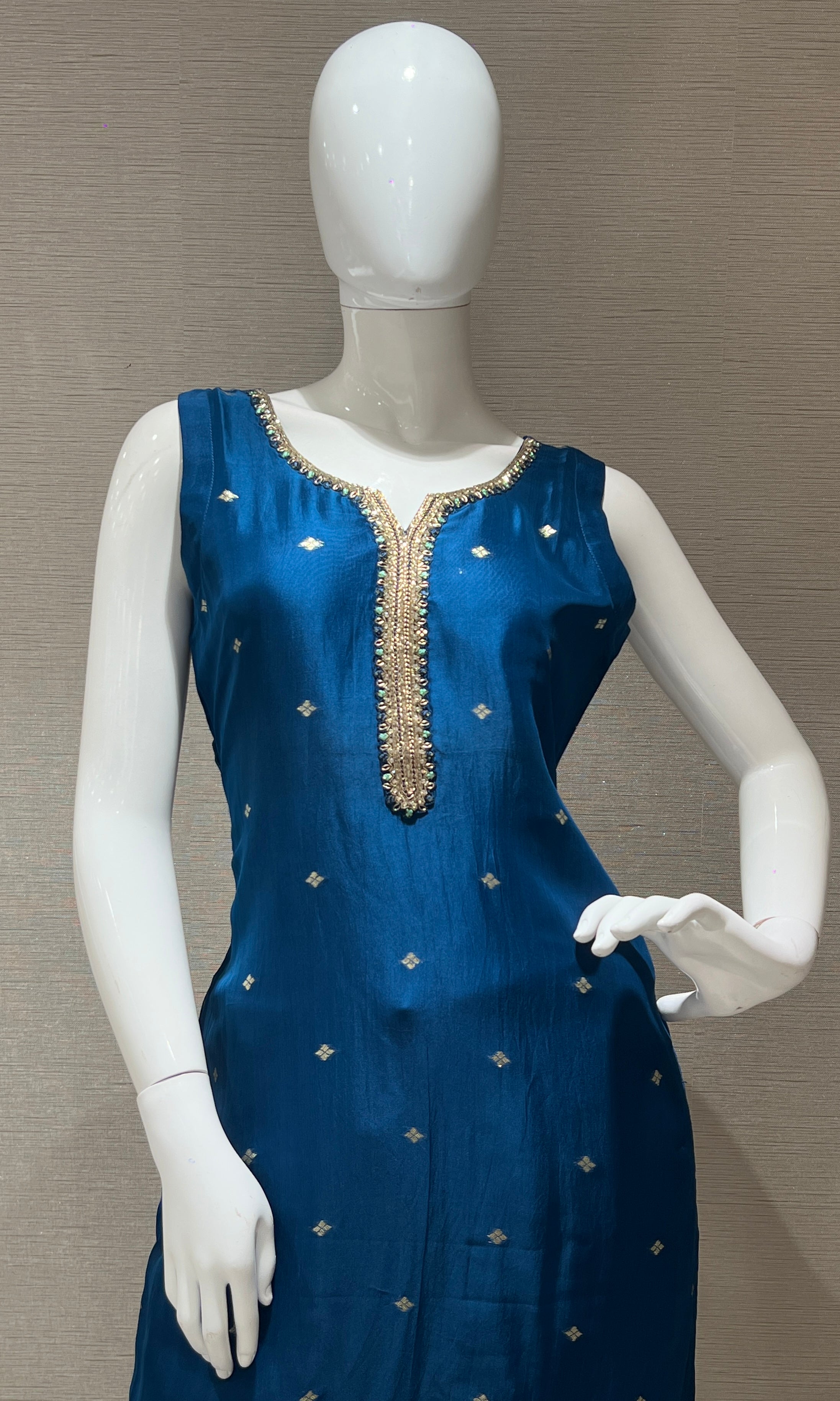 Peacock blue kurta set