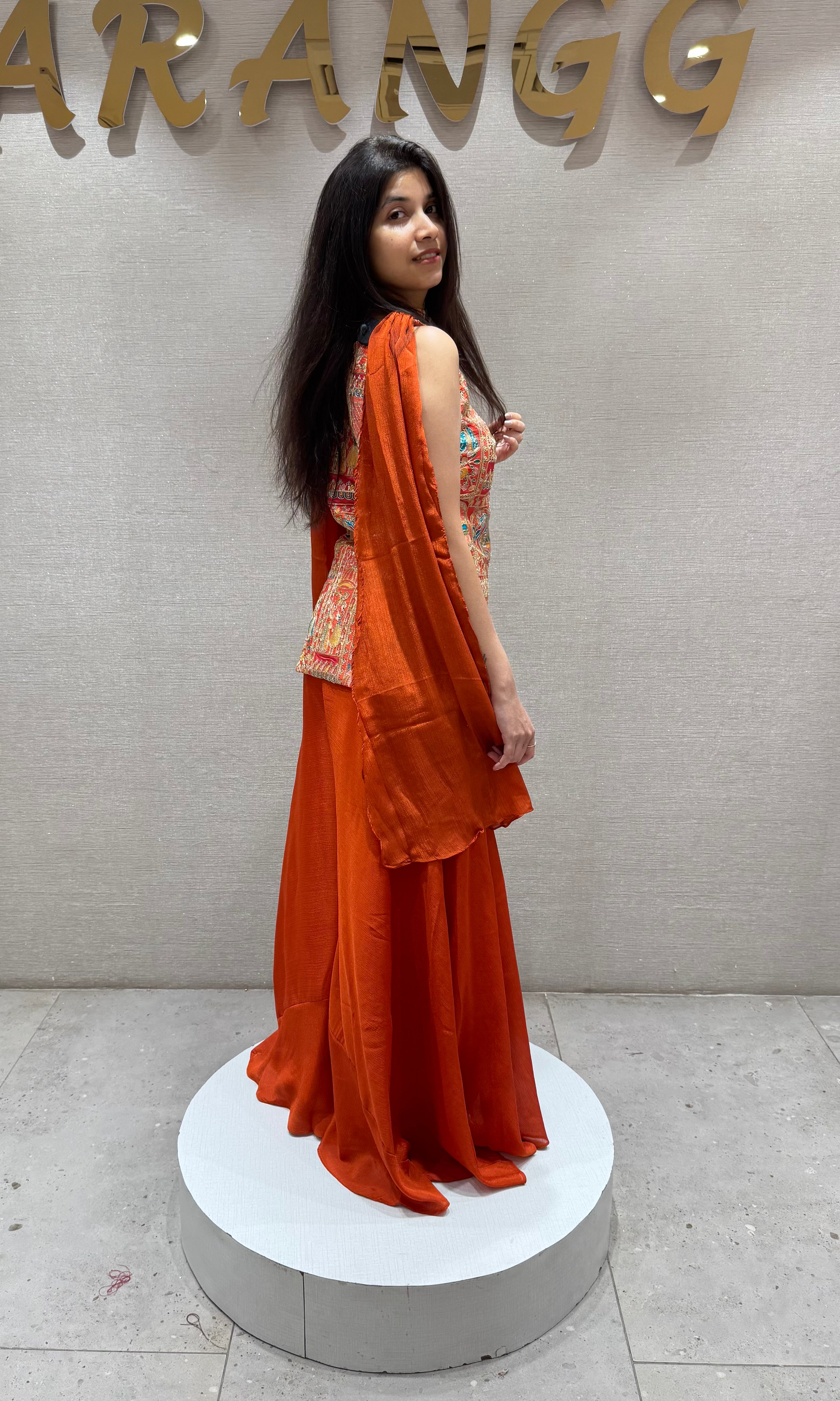 Embroidered Orange SHARARA