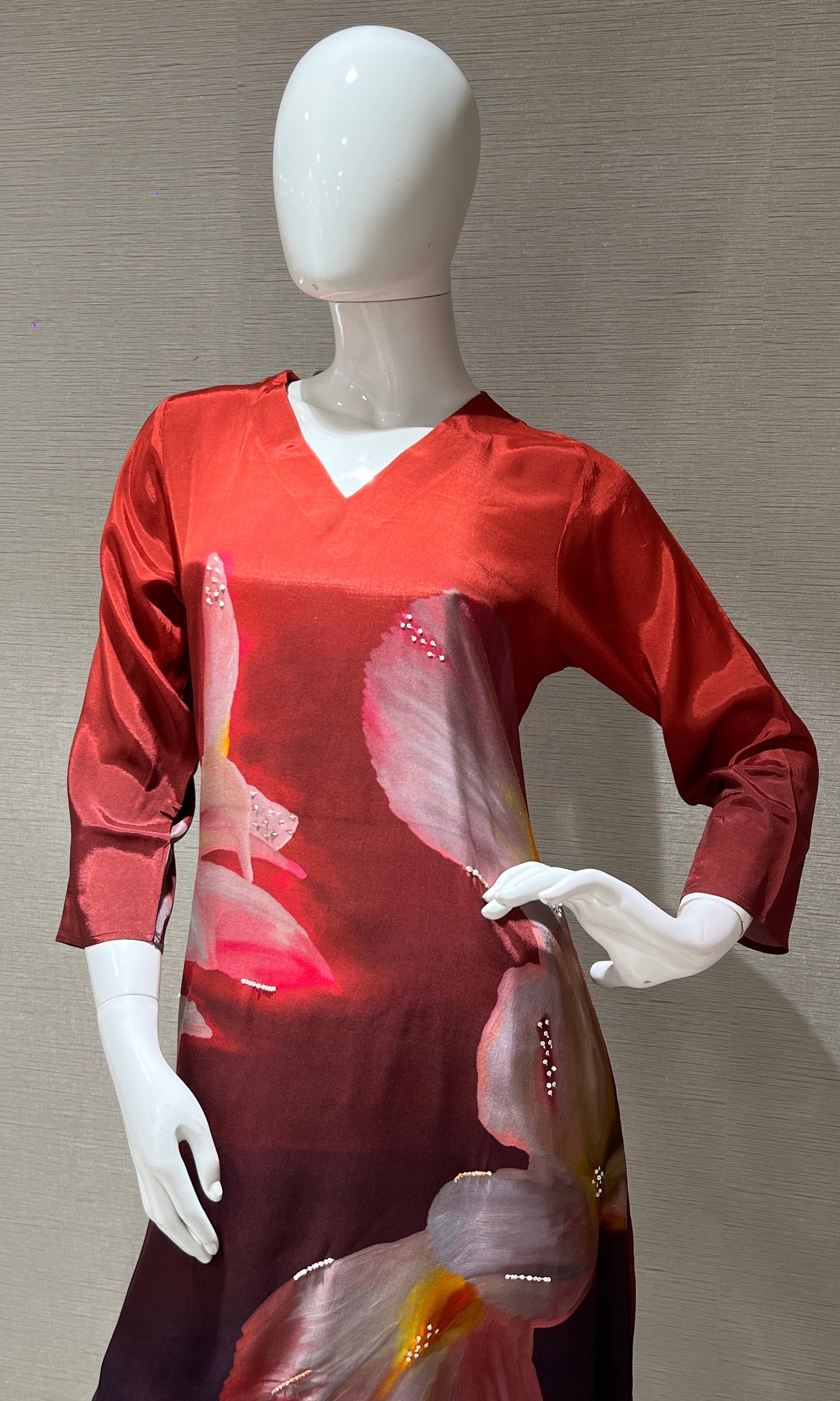 Rust Floral Print Cord Set