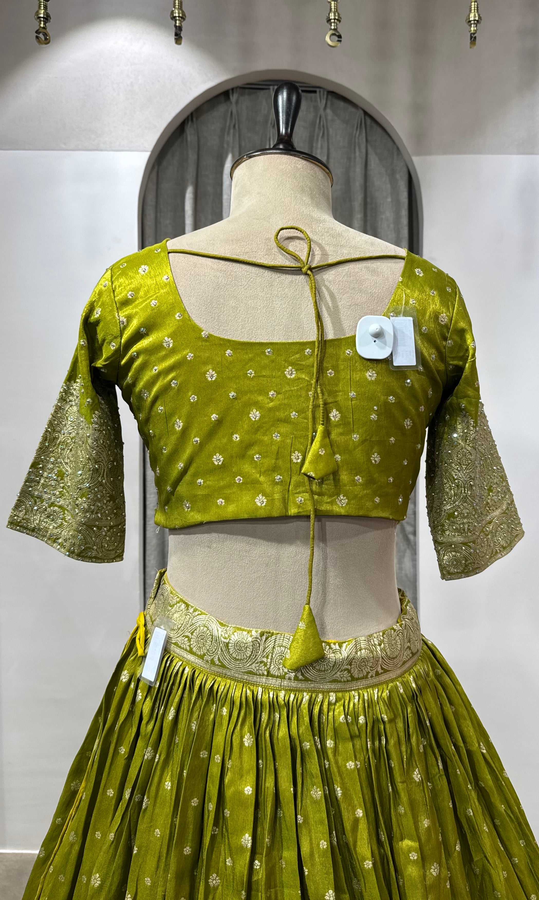 Mehendi Green Banarasi Silk Lehenga